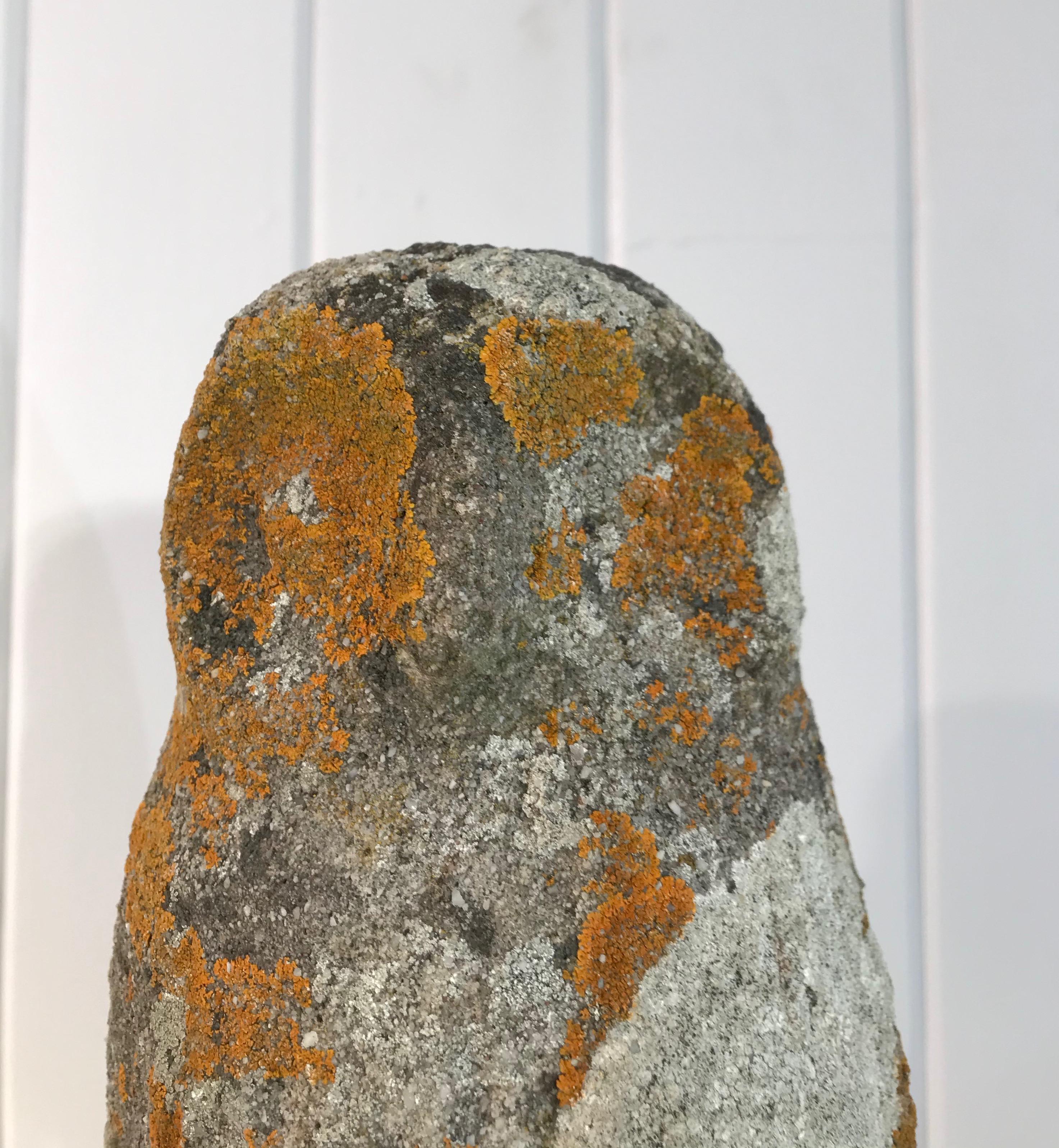 Two Identical English Heavily-Lichened Cast Stone Owls 3
