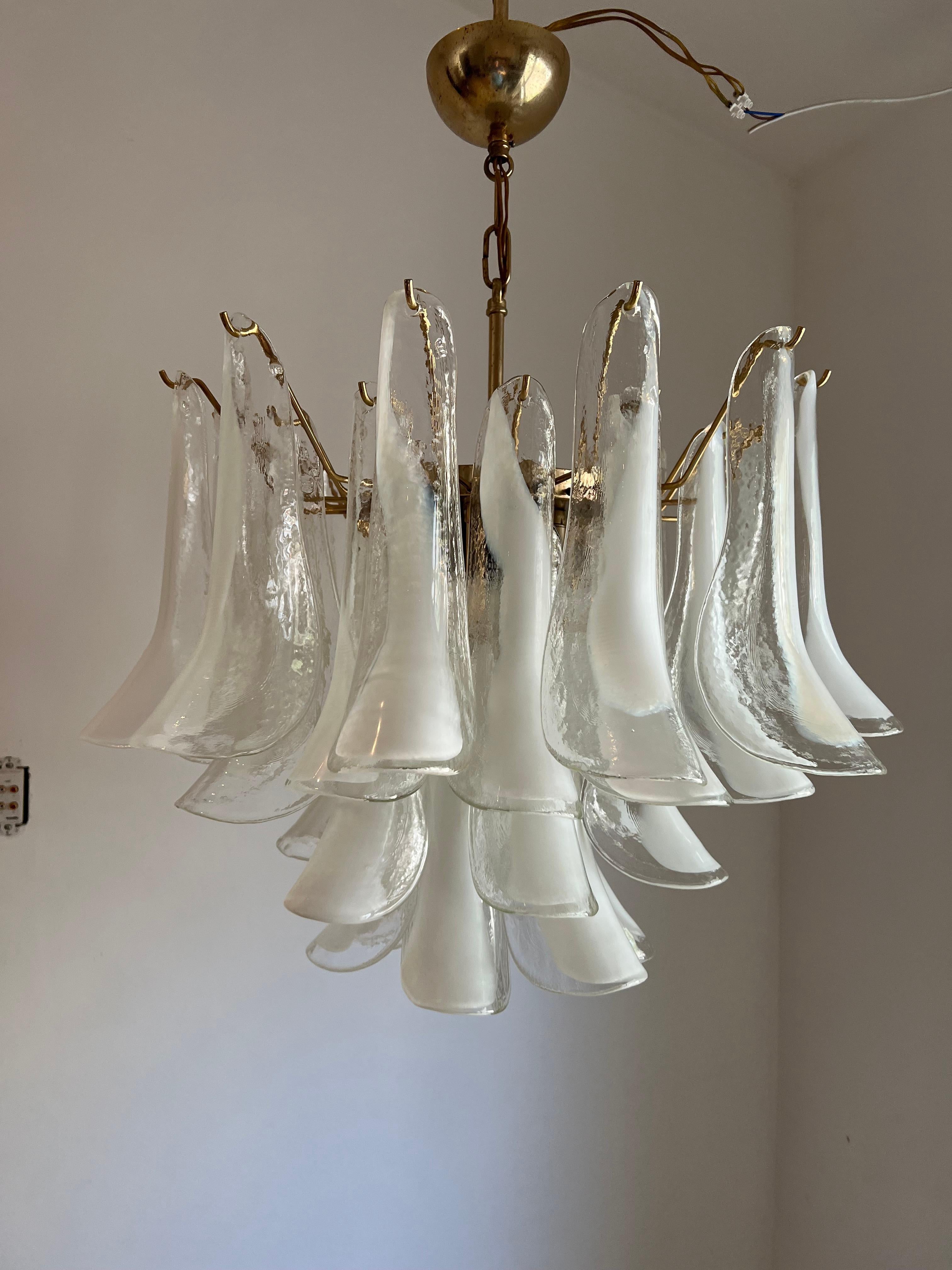 Blown Glass Two Identical Signed Mid-Century Modern Chandeliers, La Murrina in Murano Glass For Sale
