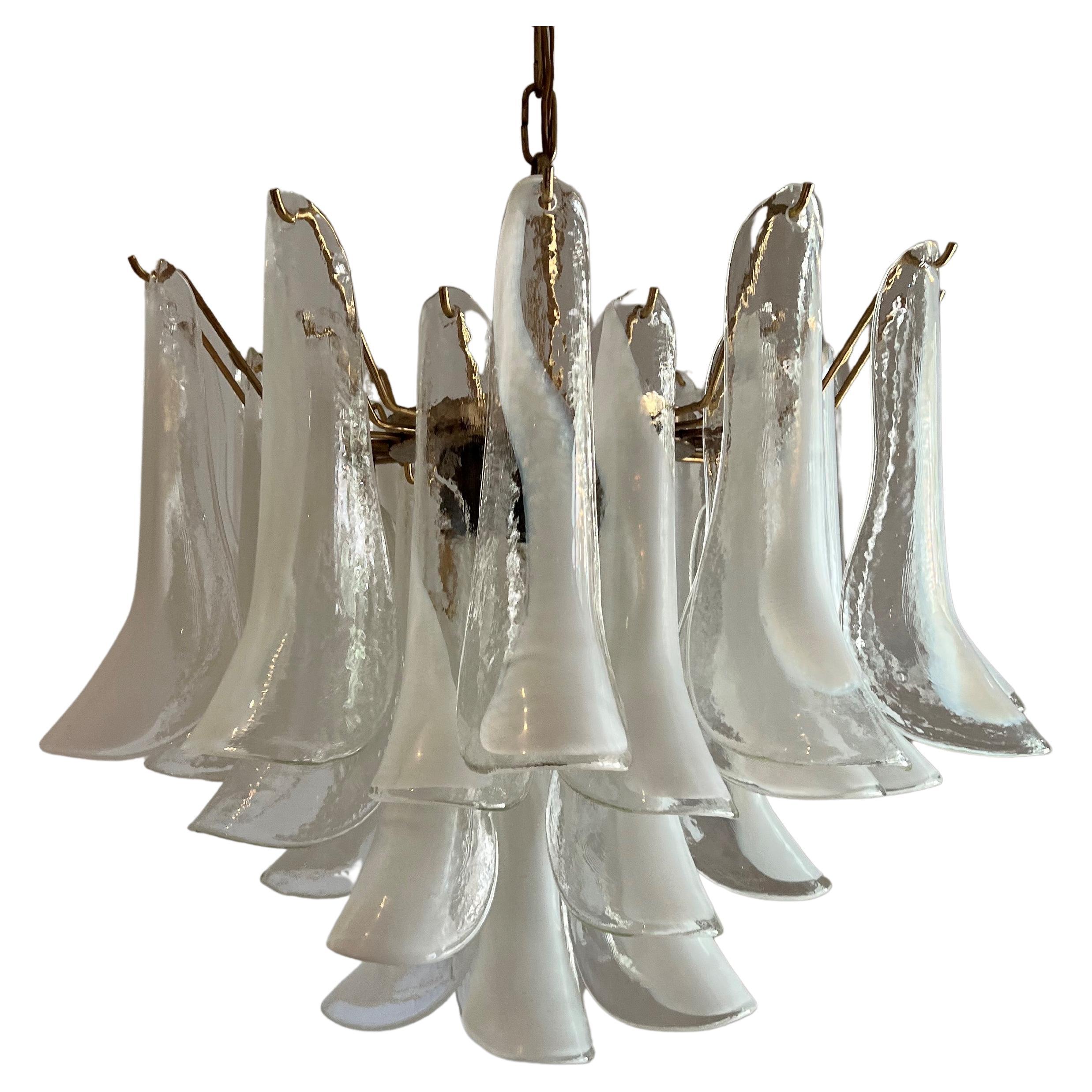 Two Identical Signed Mid-Century Modern Chandeliers, La Murrina in Murano Glass