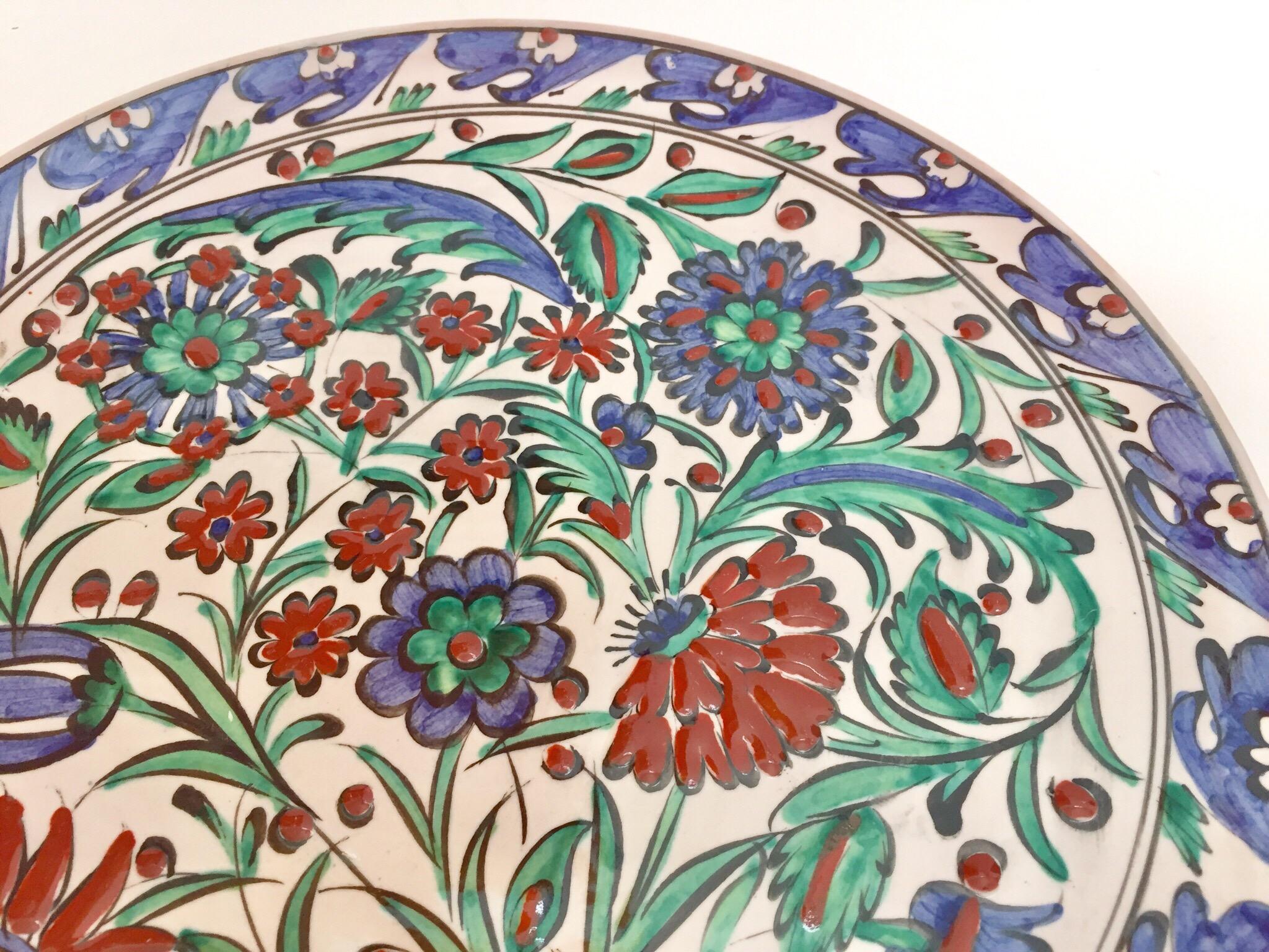 Two IKaros Hand Painted Carnations & Tulips Decorative Plates Rhodes, Greece 4
