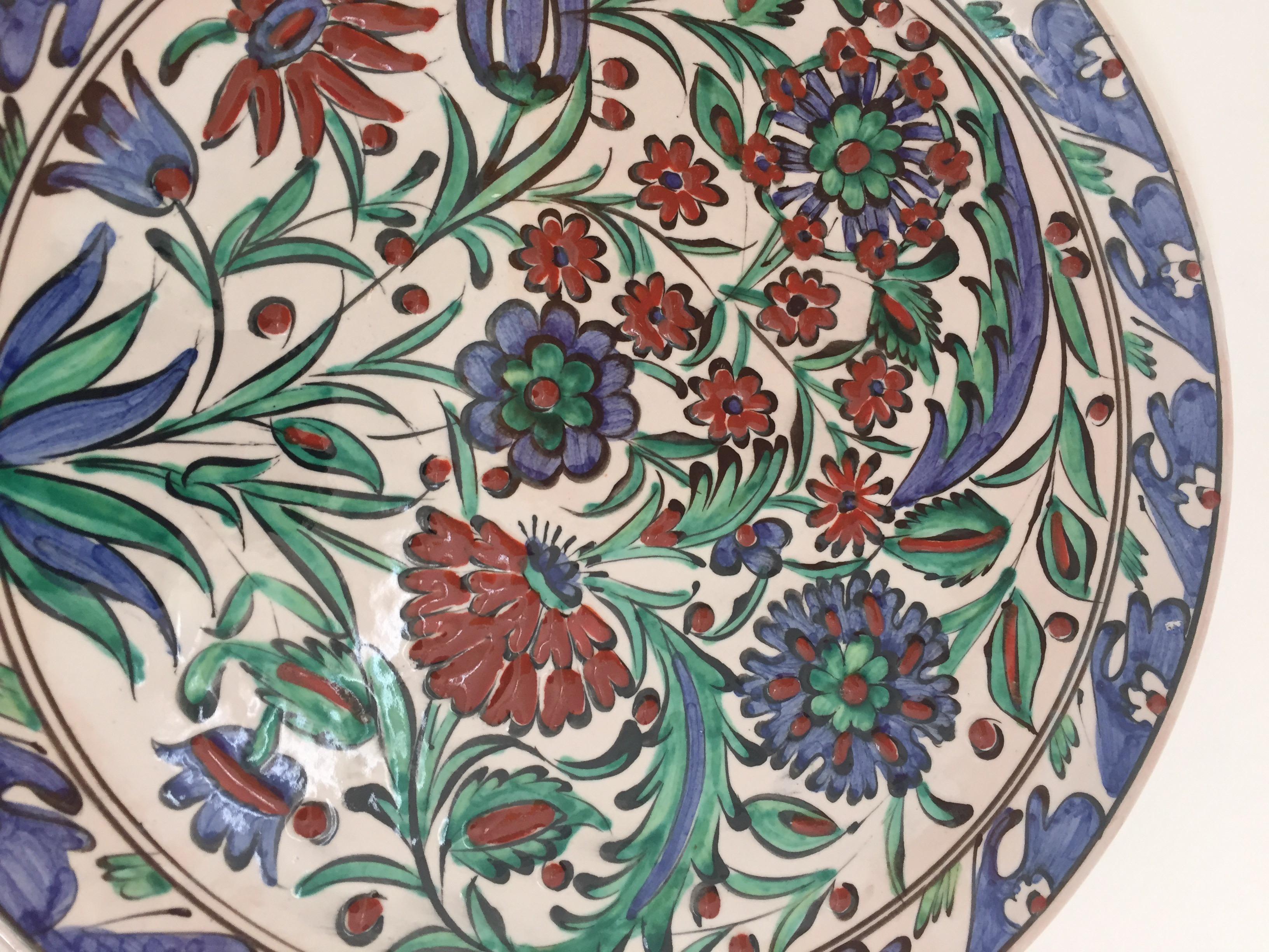 Two IKaros Hand Painted Carnations & Tulips Decorative Plates Rhodes, Greece 9