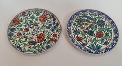 Two IKaros Hand Painted Carnations & Tulips Decorative Plates Rhodes, Greece