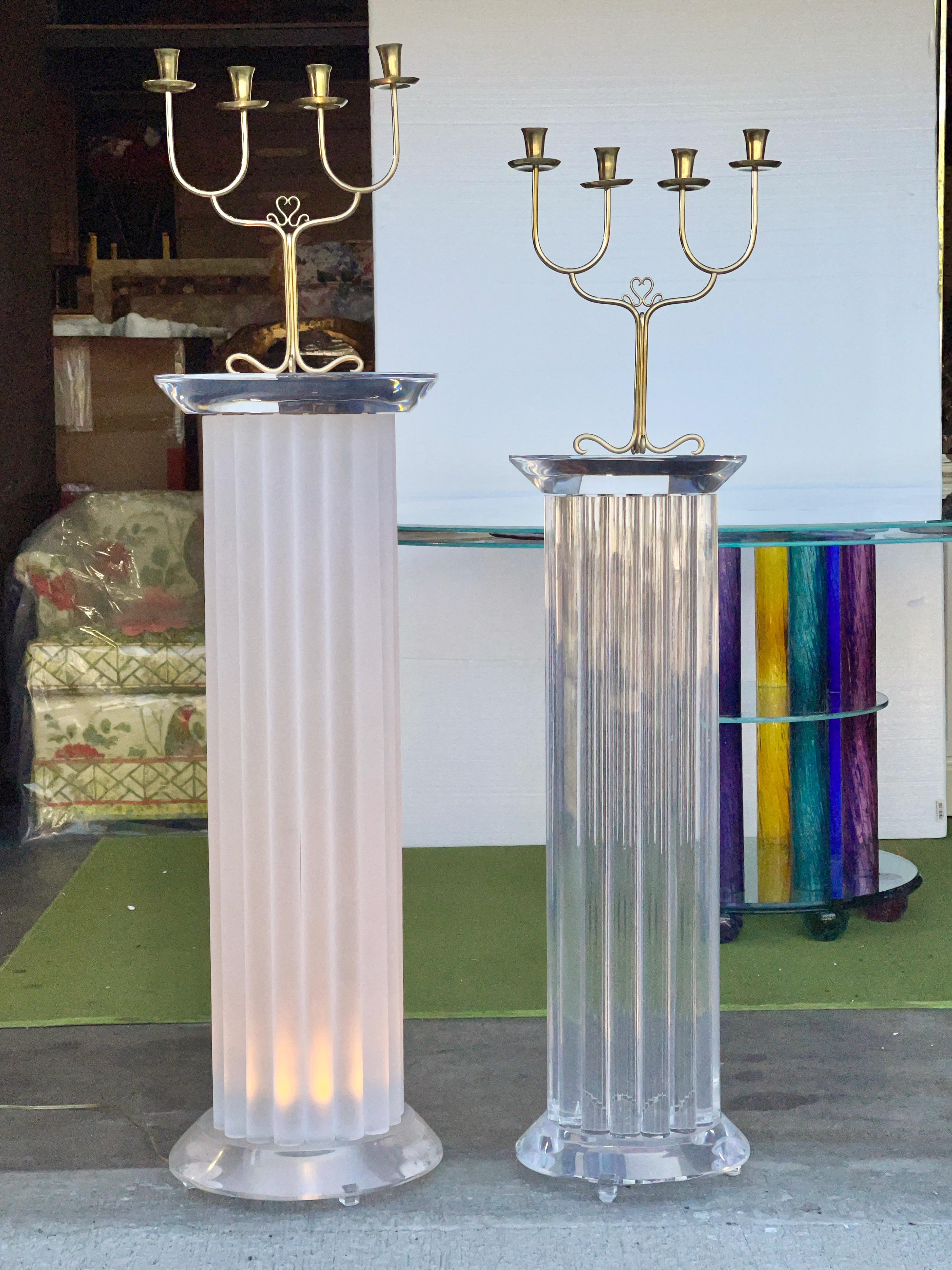Two Illuminated Lucite Pedestal Display Columns 3