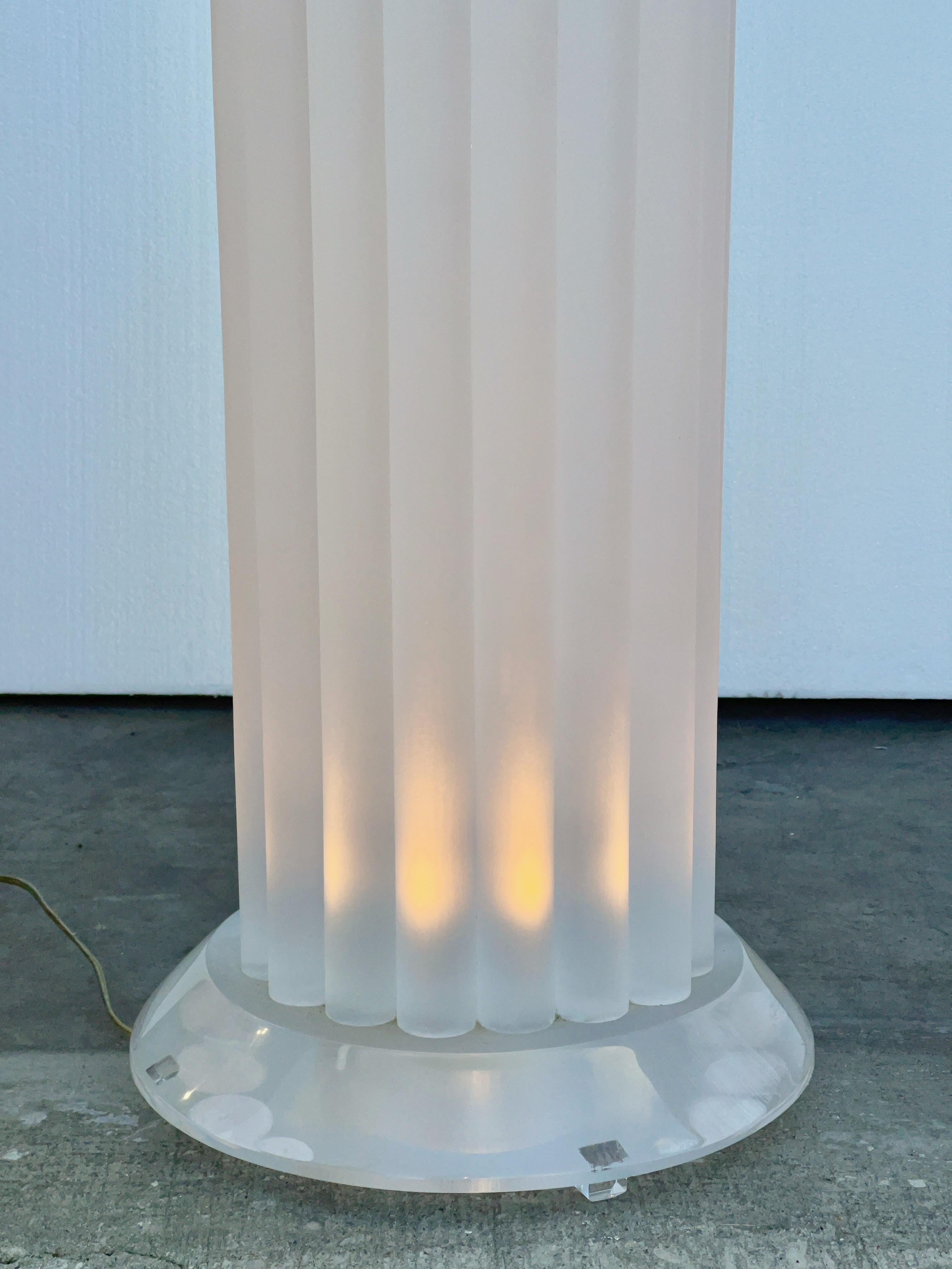 20th Century Two Illuminated Lucite Pedestal Display Columns For Sale