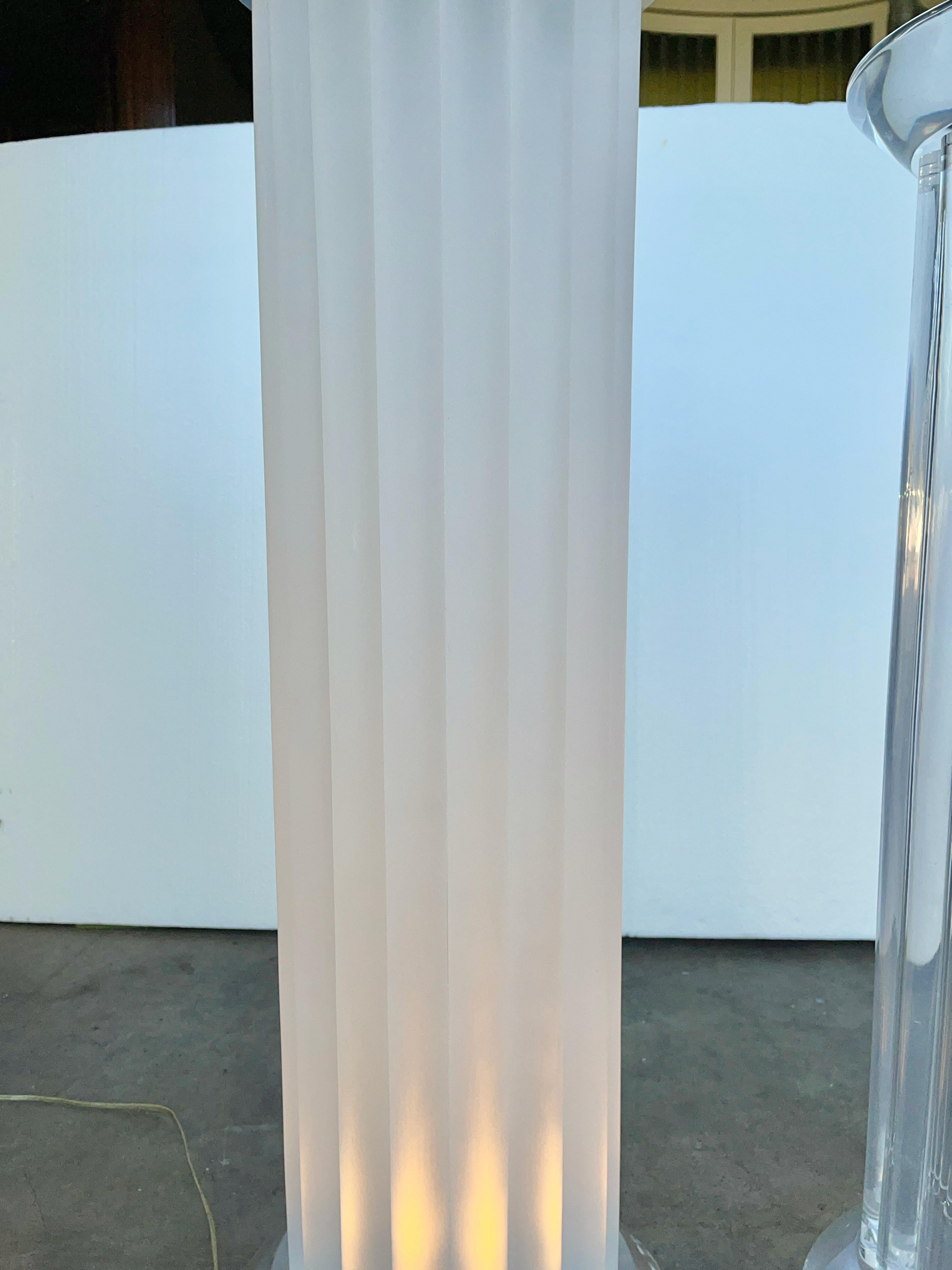 Two Illuminated Lucite Pedestal Display Columns For Sale 1