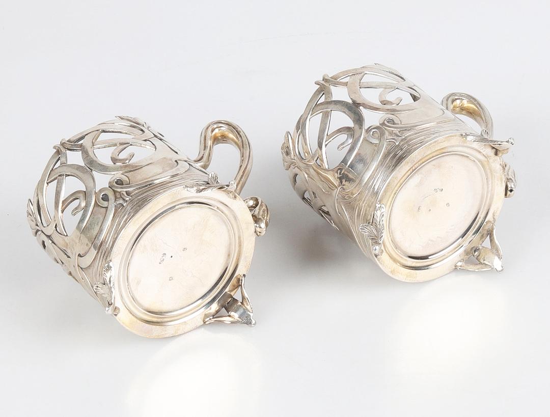 Two Imperial Russian I.Khlebnikov Glass Holders solid 84 Silver / 250gr For Sale 3