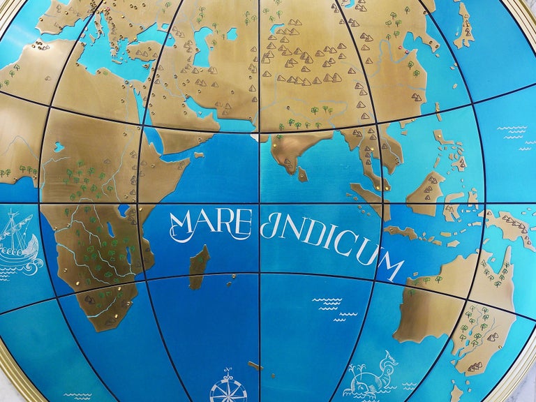 Two Impressive And Huge Midcentury World Map Wall Globes