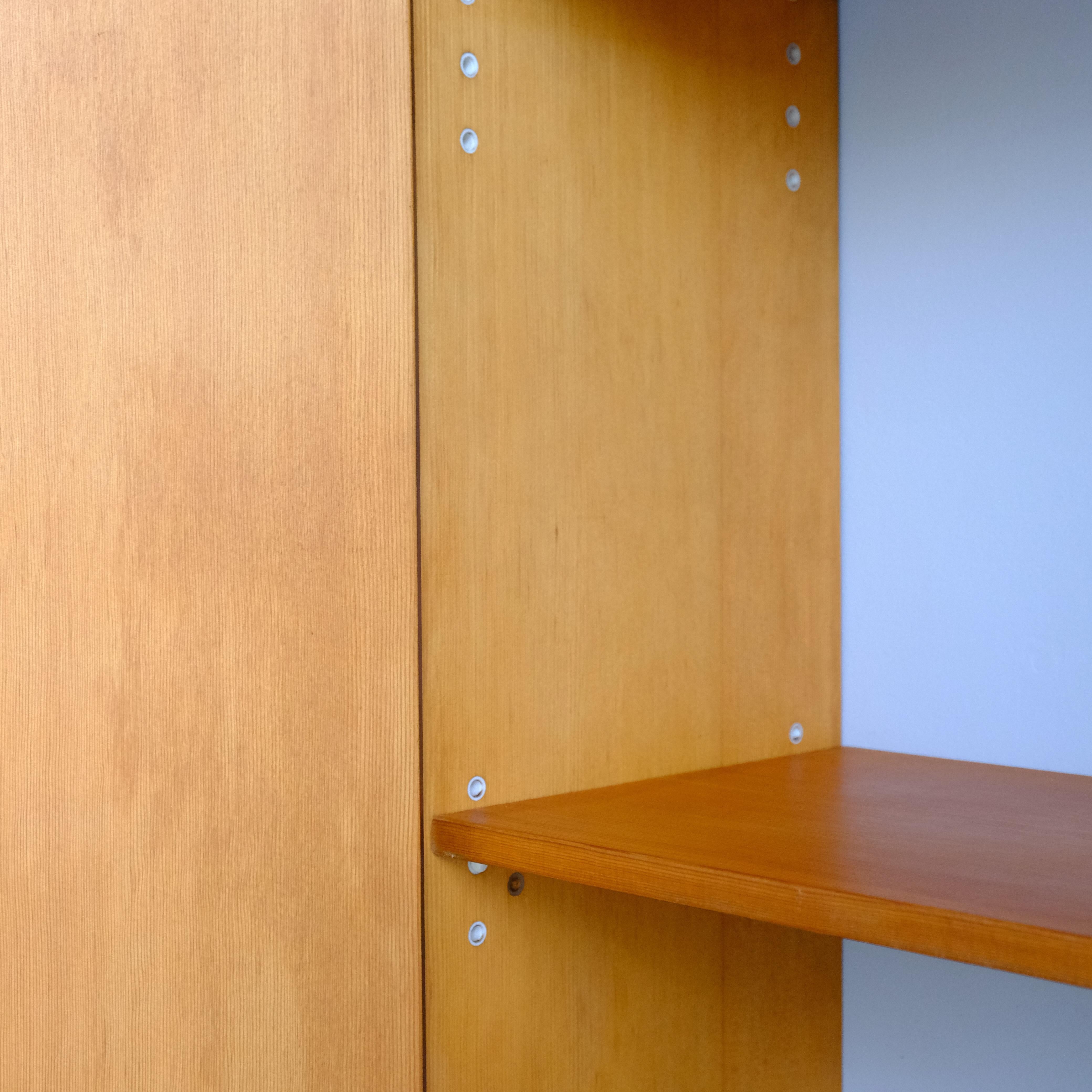 Brass Two Impressive Mahogany and Oregon Pine Wall Mounted Cabinets Denmark, C. 1960