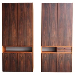 Two Impressive Mahogany and Oregon Pine Wall Mounted Cabinets Denmark, C. 1960