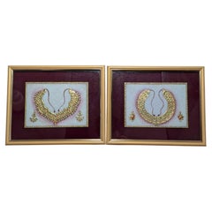 Two Indian Pietra Dura Marble Panels with Jewellery Motifs