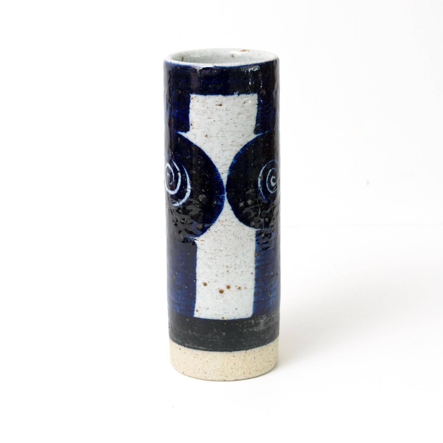 Clay Two Inger Perrson, Rorstrand Studio Ceramic Vases in Blue, Black and White For Sale