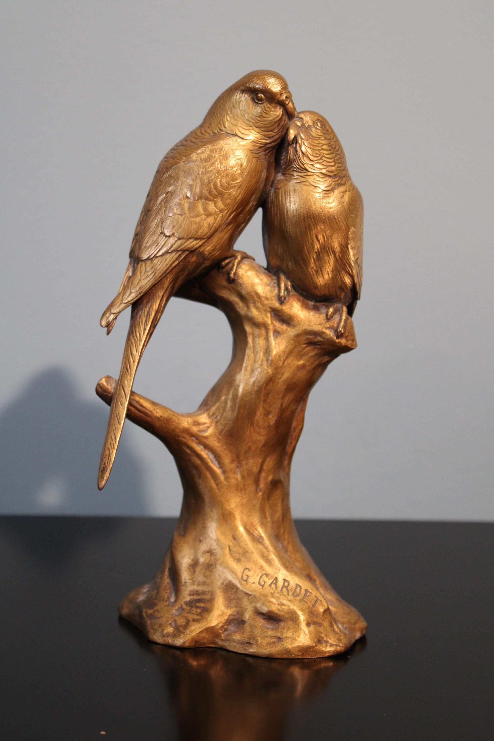 Zwei untrennbare Parakeets aus Bronze von Georges Gardet (Europäisch) im Angebot