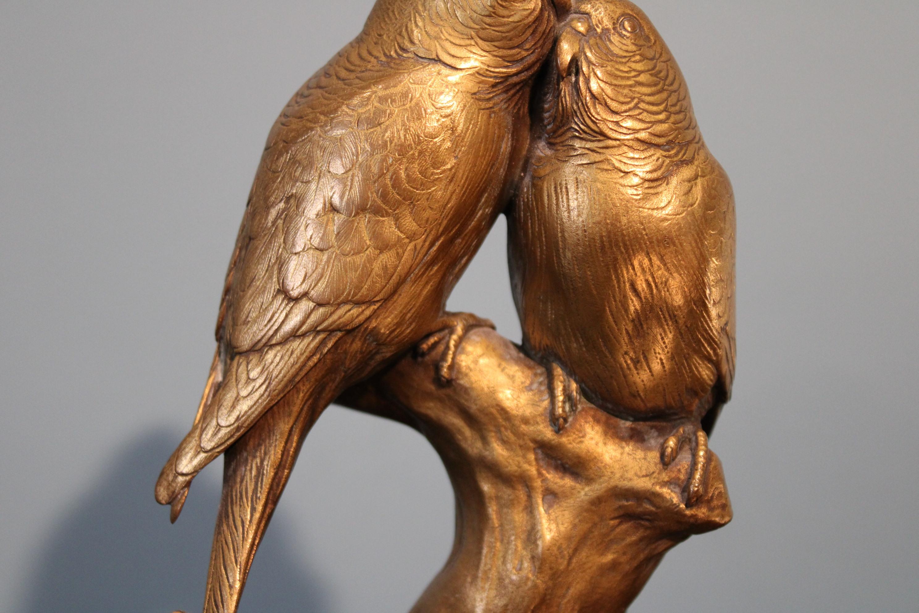 Zwei untrennbare Parakeets aus Bronze von Georges Gardet im Zustand „Gut“ im Angebot in Paris, FR