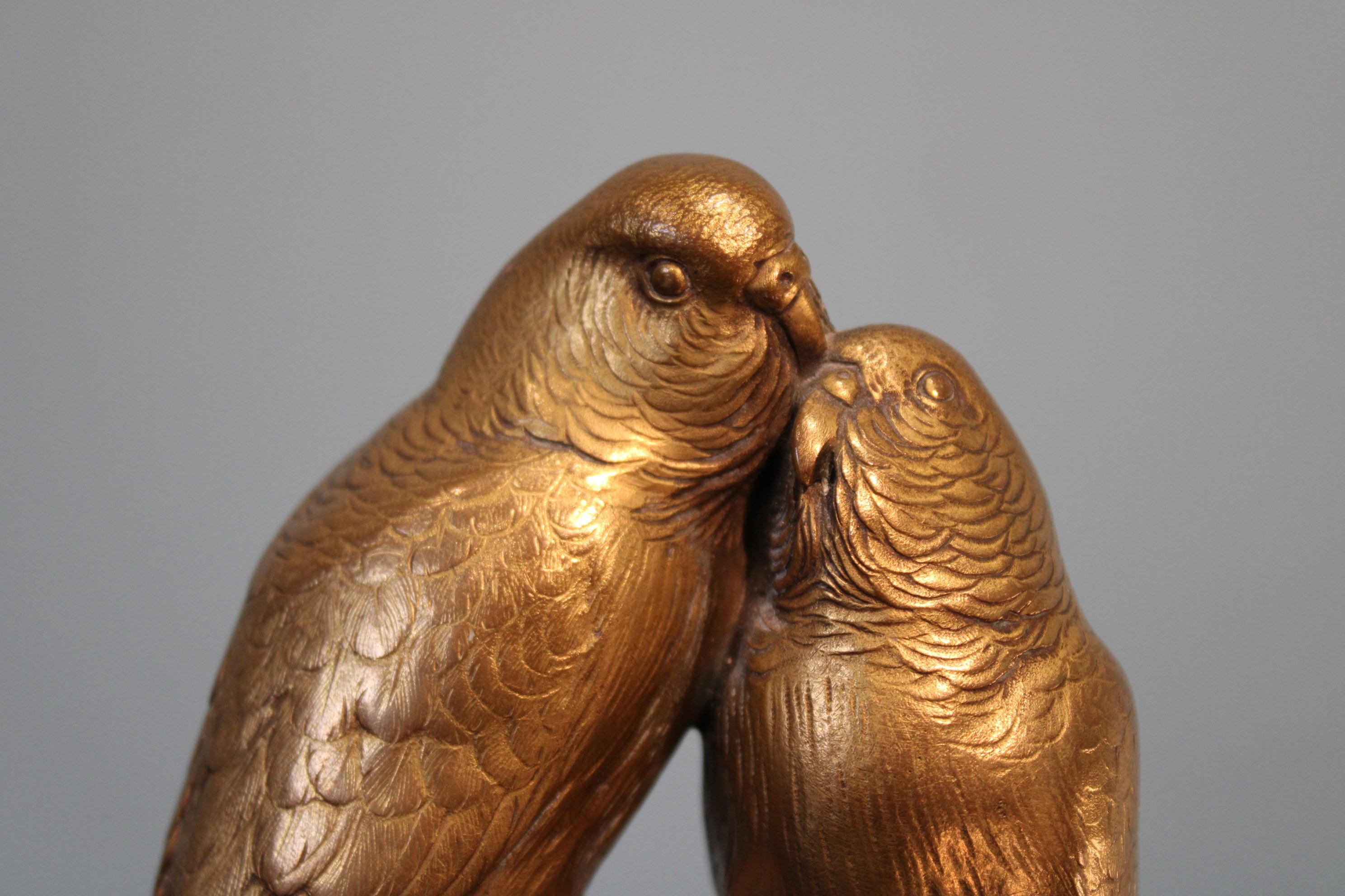 Zwei untrennbare Parakeets aus Bronze von Georges Gardet (19. Jahrhundert) im Angebot