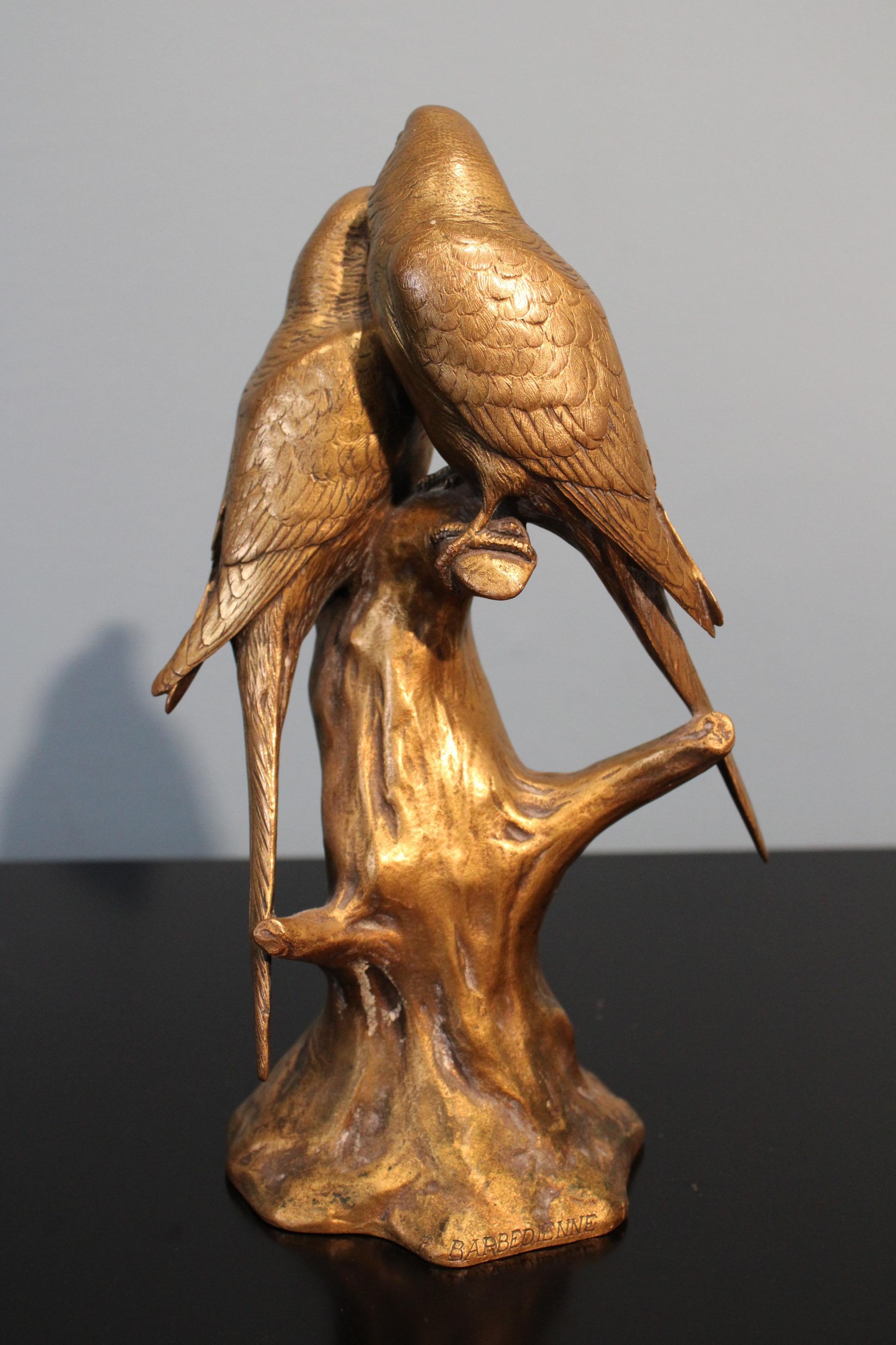 19th Century Two Inseparable Parakeets Bronze by Georges Gardet For Sale