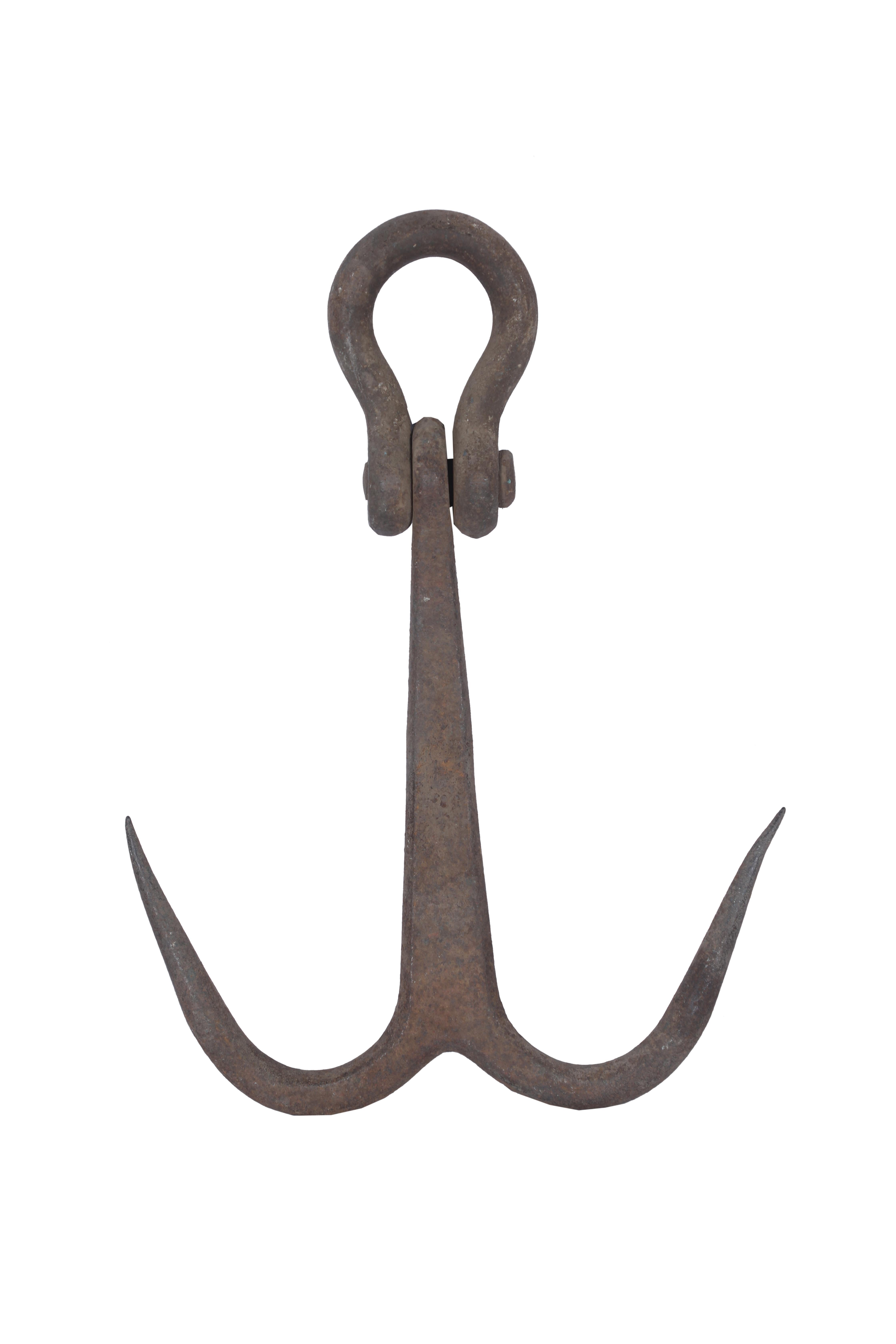 Industrial Two Iron Anchors as Wall Sculptures, 1950's For Sale