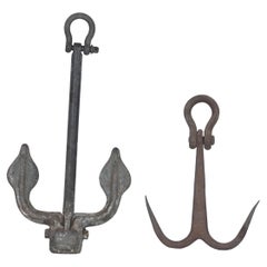 Vintage Two Iron Anchors as Wall Sculptures, 1950's