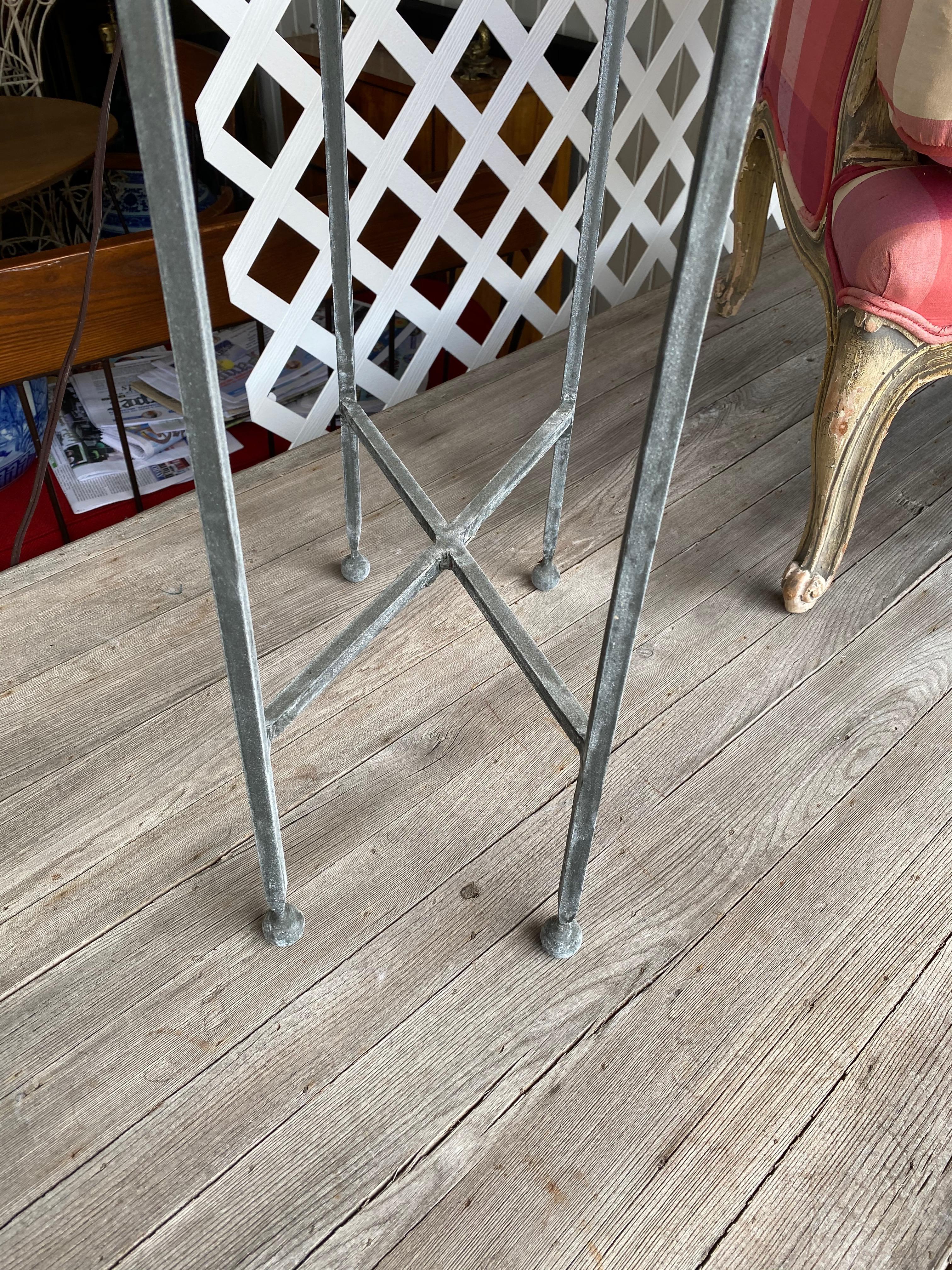 20th Century Two Iron and Antiqued Mirrored Drinks Table in the Style of Maison Baguès For Sale