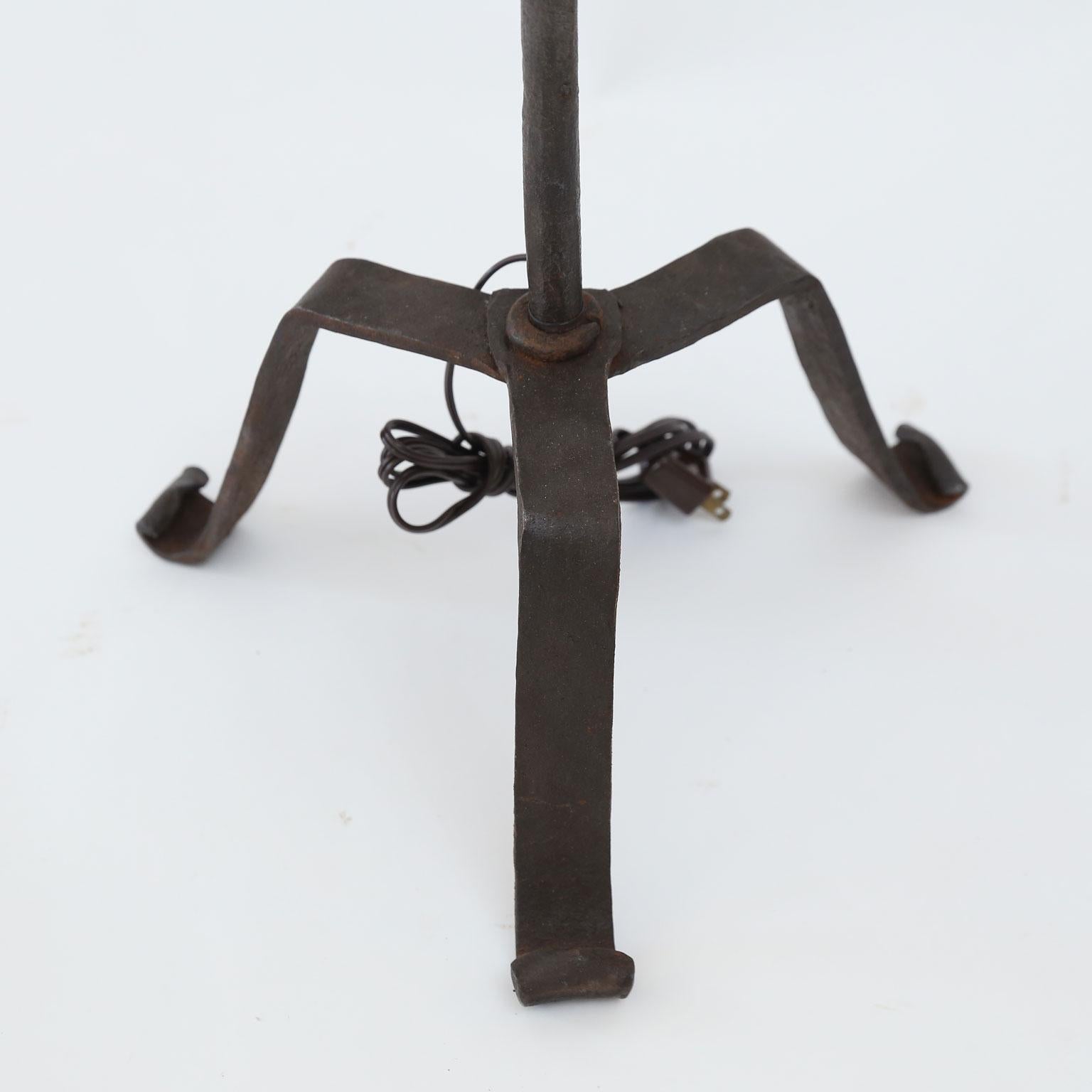 Forged Two Iron Candle Stand Floor Lamps