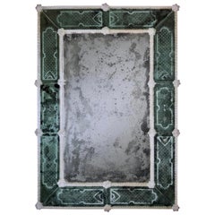 Two Italian 18 Century Style Antiqued and Etched Venetian /Murano Glass Mirror