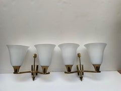 Two Italian 1940s Double Arms Wall Lights by Arch Emilio Lancia