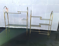 Two Italian 1960s Brass Bookshelves - Shelves