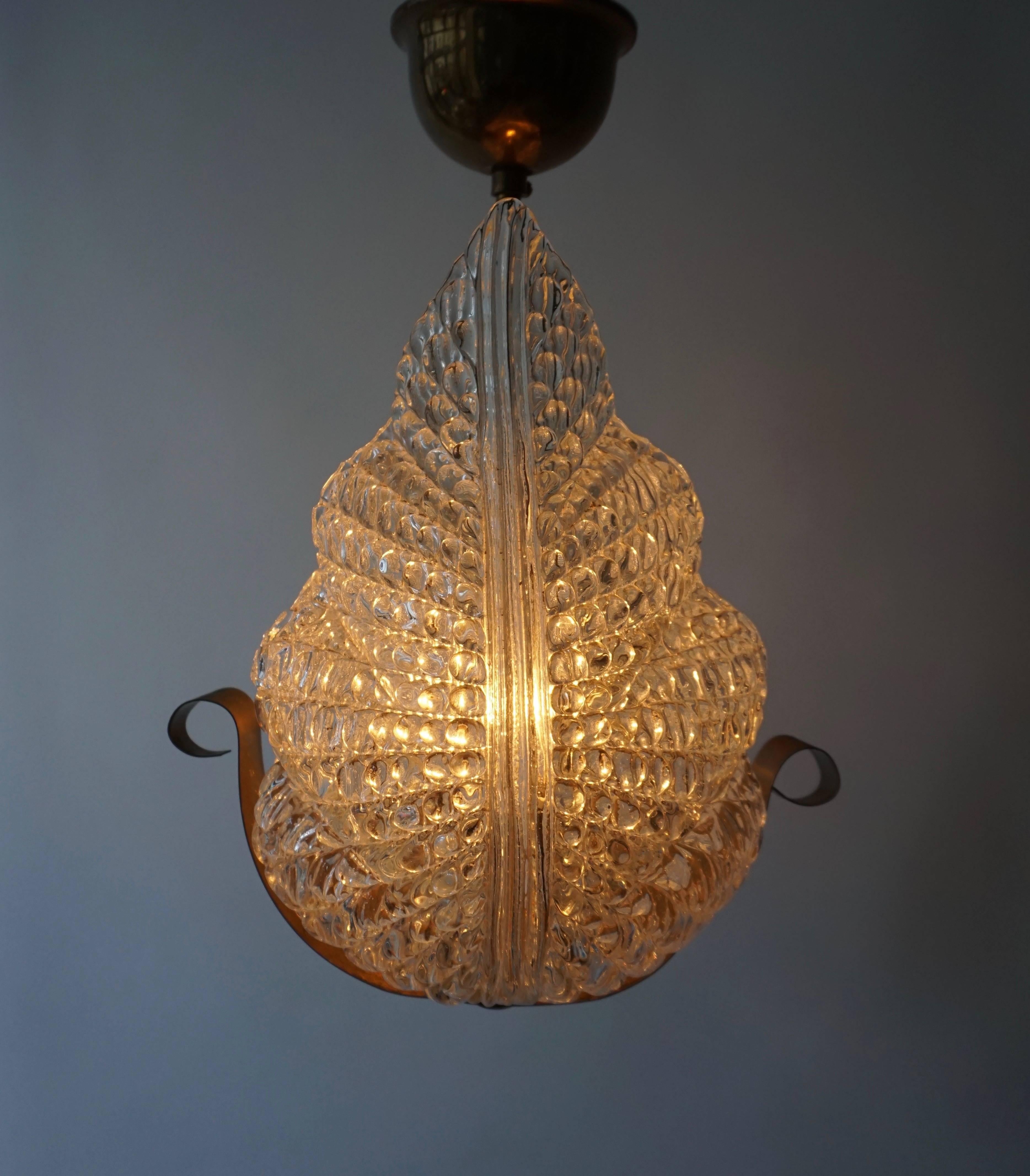 One Italian Brass and Murano Glass Pendant Light. 5