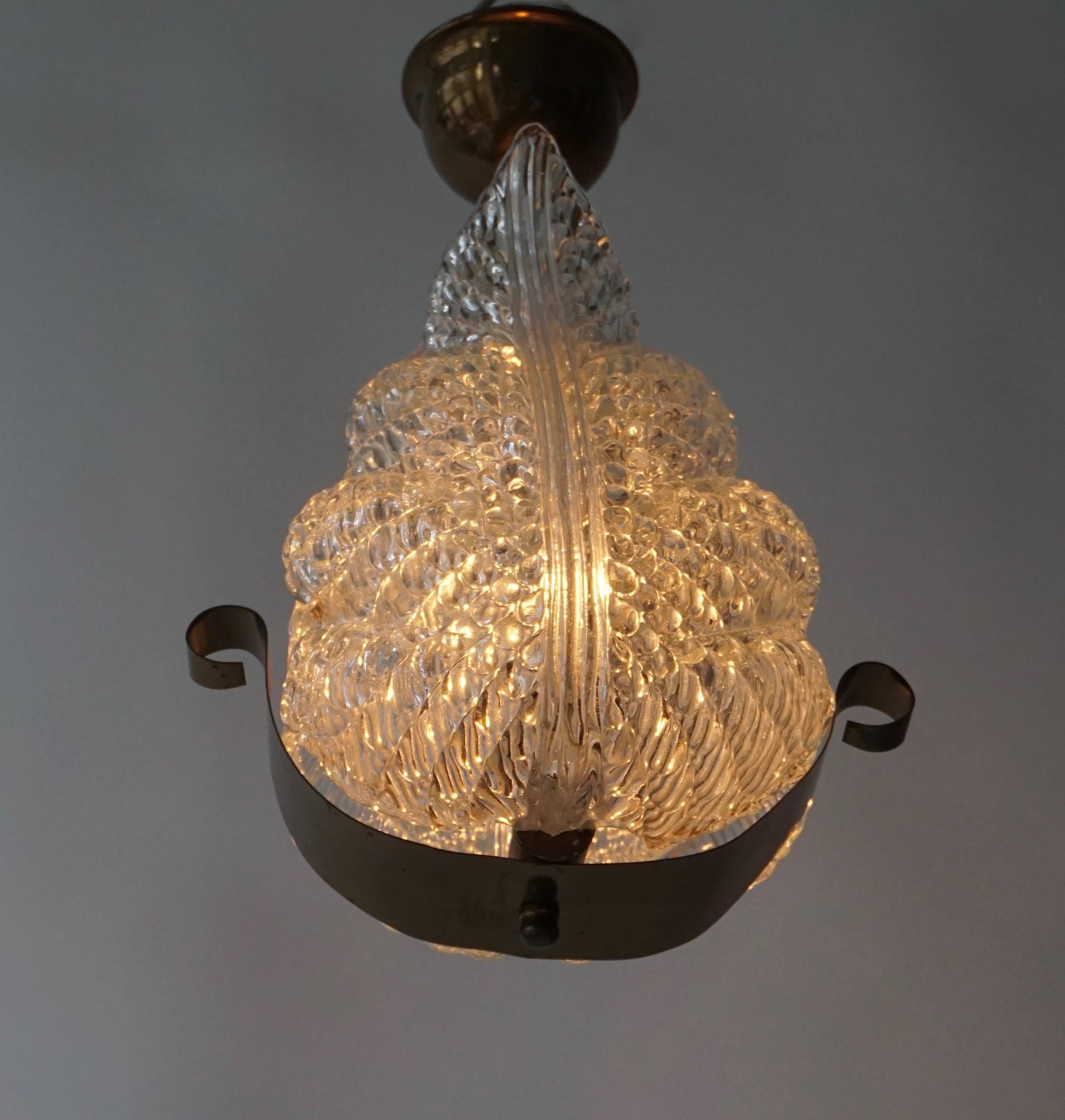 One Italian Brass and Murano Glass Pendant Light. 7