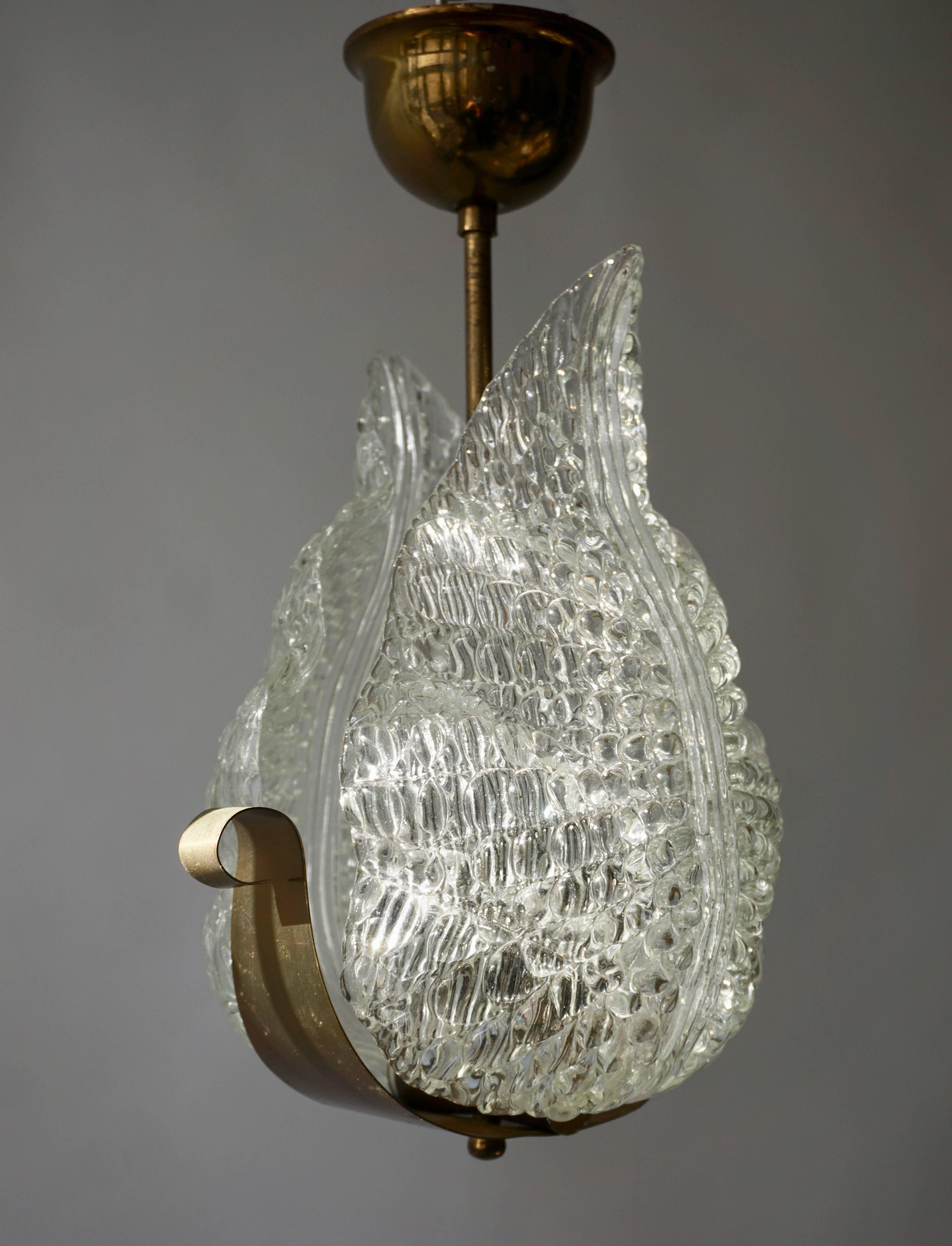 One Italian Brass and Murano Glass Pendant Light. 9