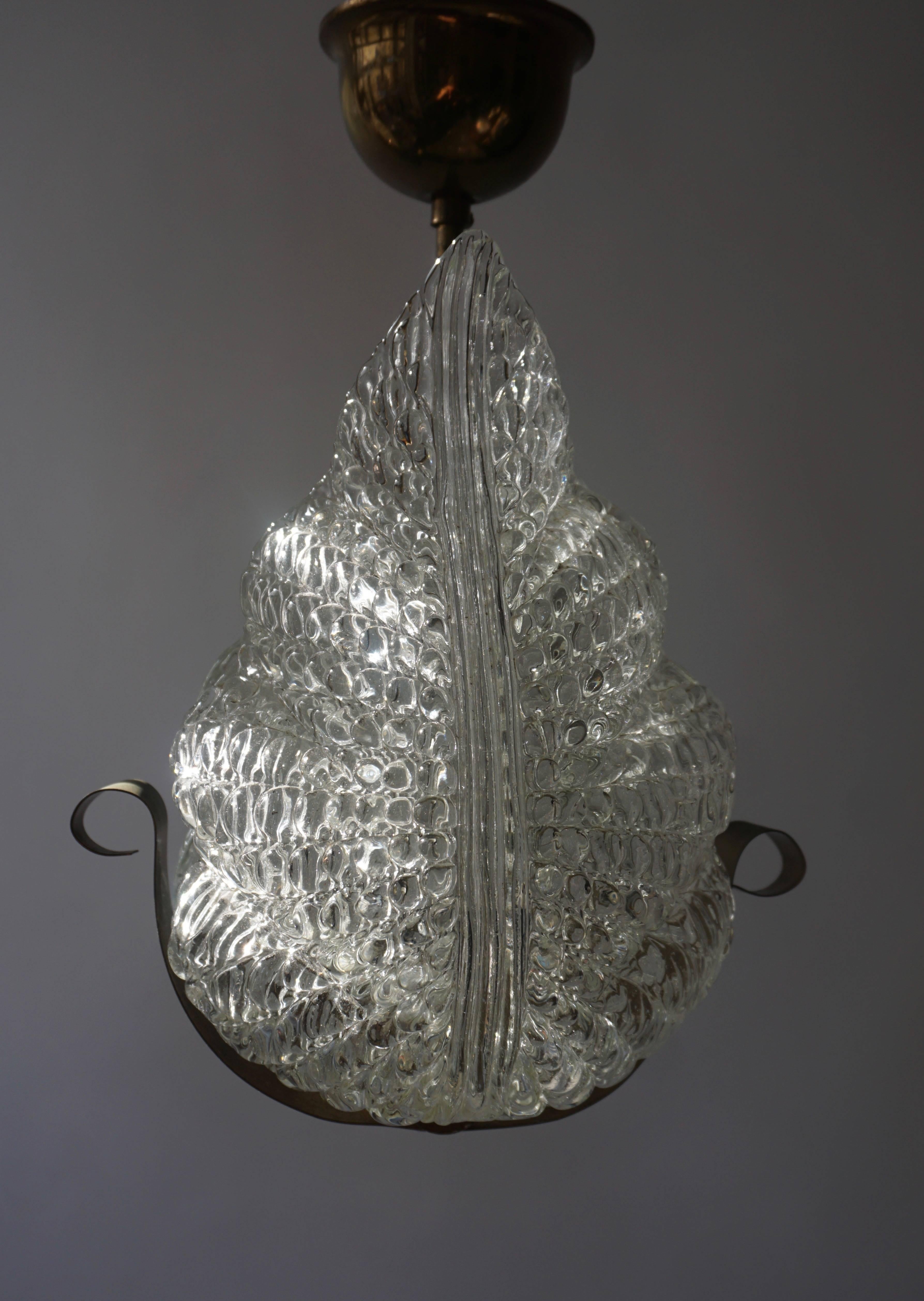 One Italian Brass and Murano Glass Pendant Light. 11