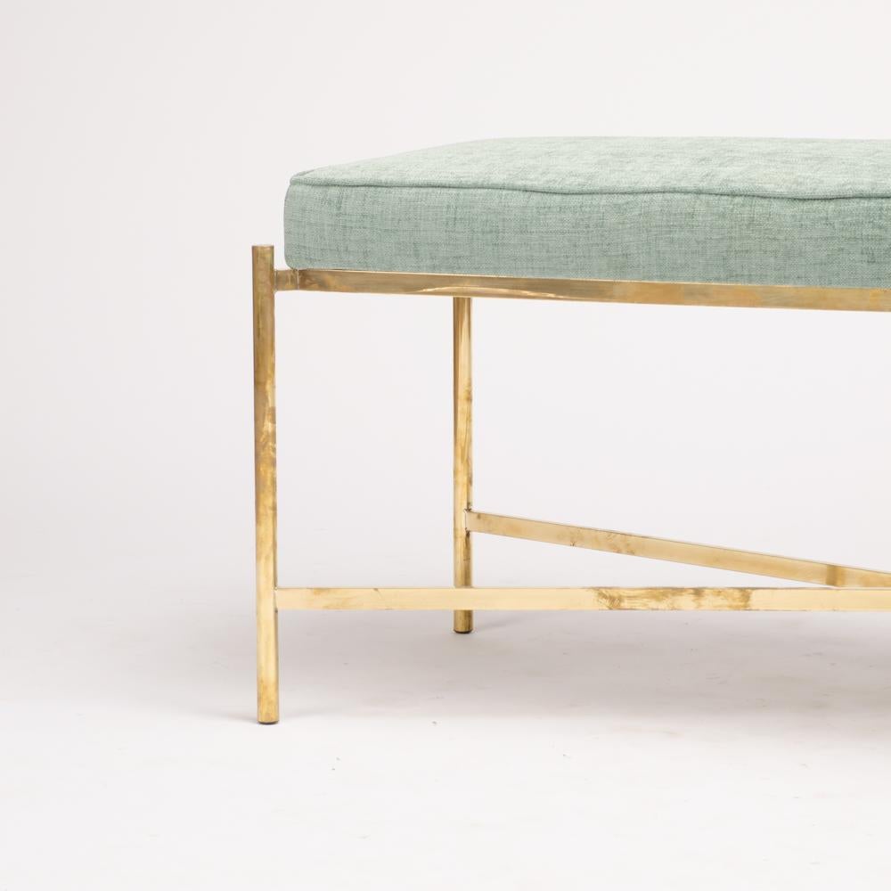 Mid-Century Modern Two Italian Brass Benches with x Form Base, Priced Individually, Circa 1950