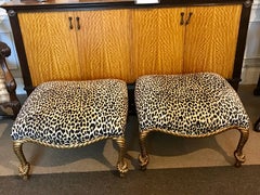 Two Italian Carved Giltwood Rope Ottomans