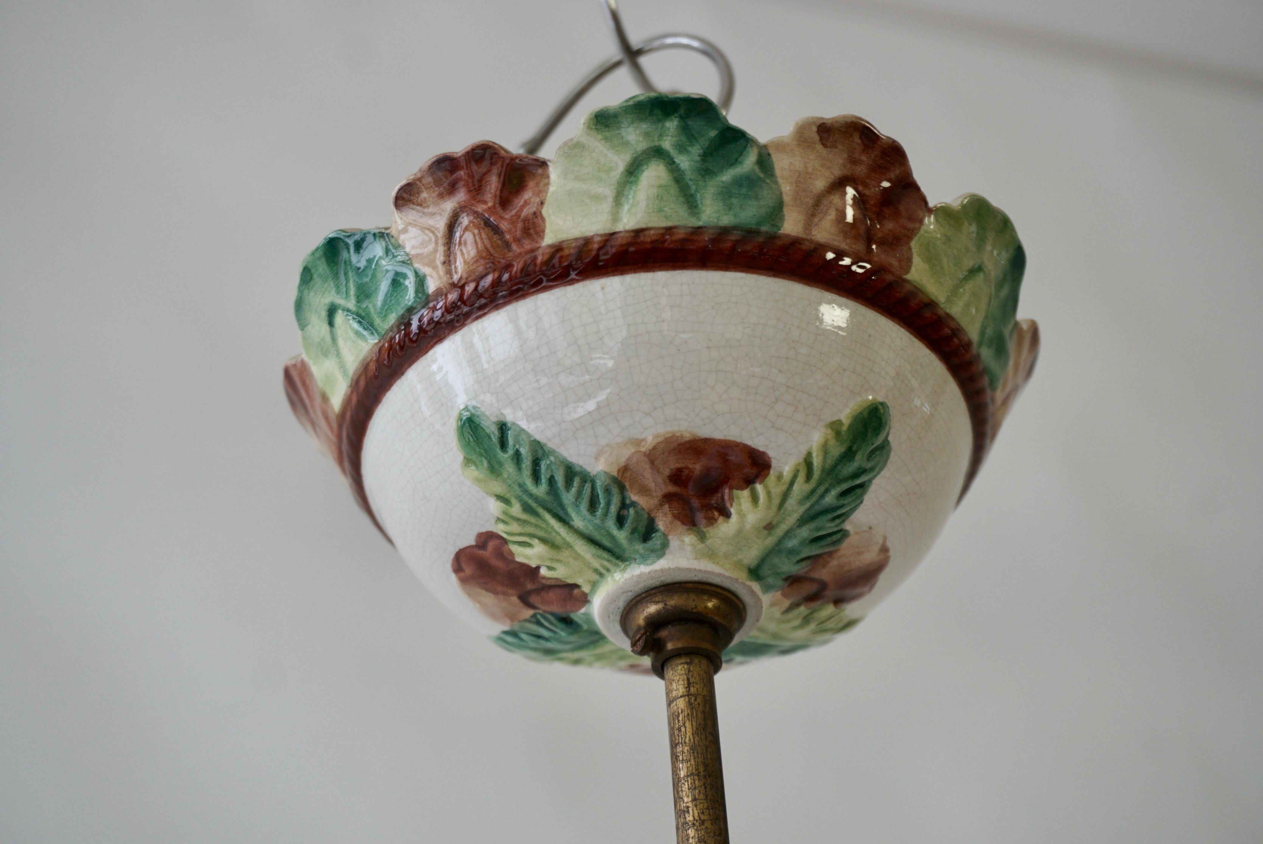 Two Italian Ceramic Flower Ceiling Lights For Sale 6