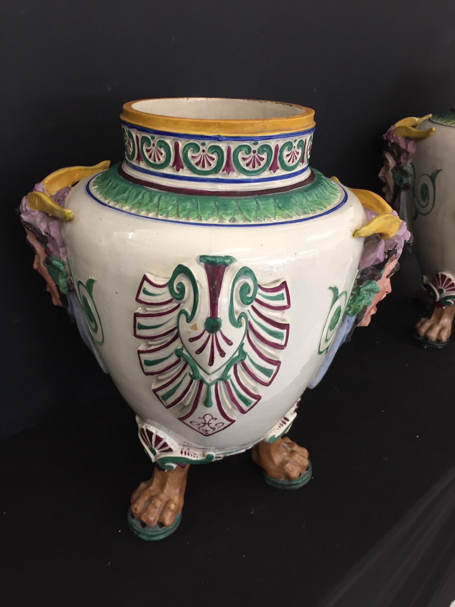 Two Italian Ceramic Neoclassic Empire Vases 4
