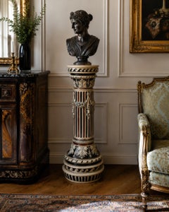 Italian Neoclassical Majolica Ceramic Pedestal or Column with Garlands