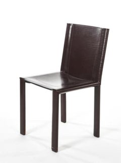 Italian Chairs "Coral" by Matteo Grassi in Dark Red Leather