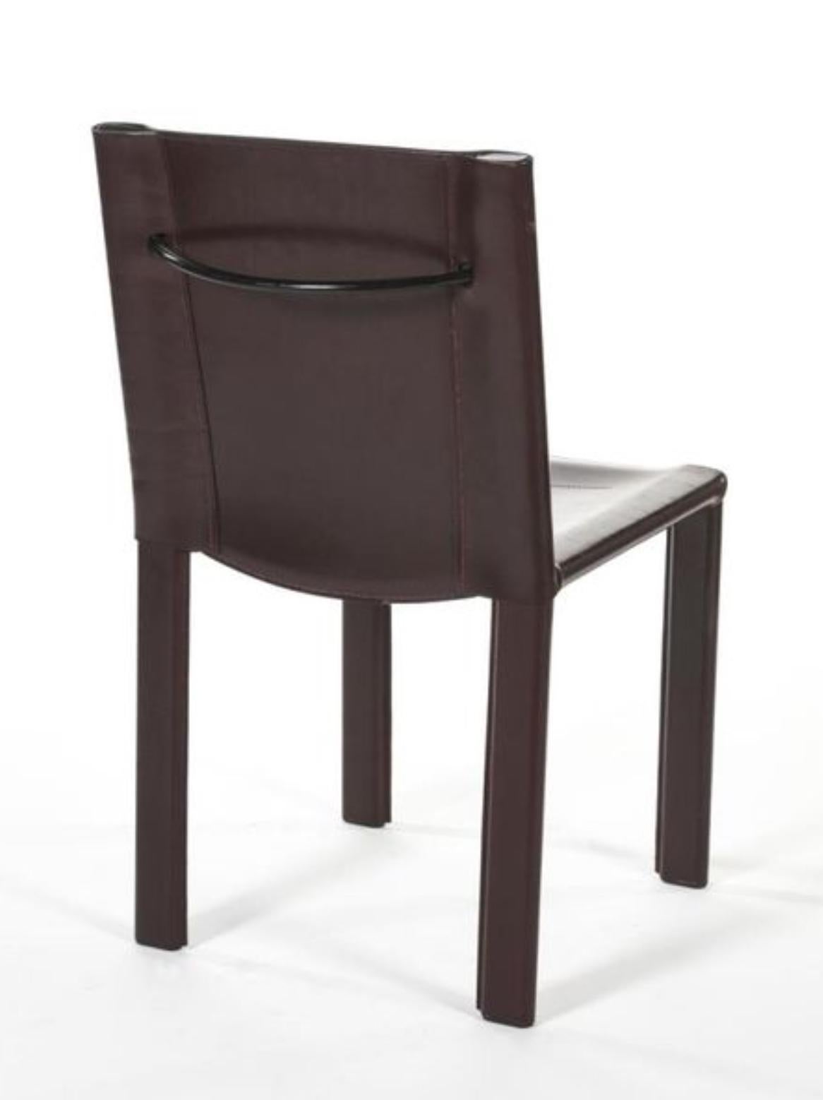 Italienische Stühle „Coral“ von Matteo Grassi aus dunkelrotem Leder (Moderne der Mitte des Jahrhunderts) im Angebot