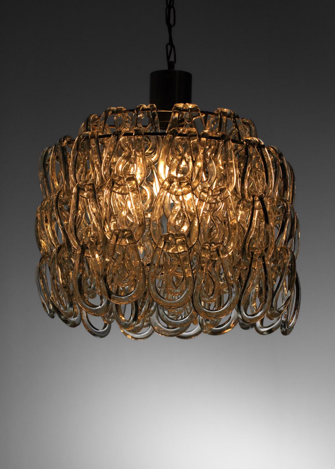 due lampadari italiani in vetro di Murano di Angelo Mangiarotti in vendita 5