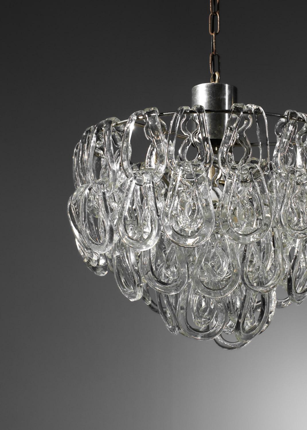 due lampadari italiani in vetro di Murano di Angelo Mangiarotti in vendita 9