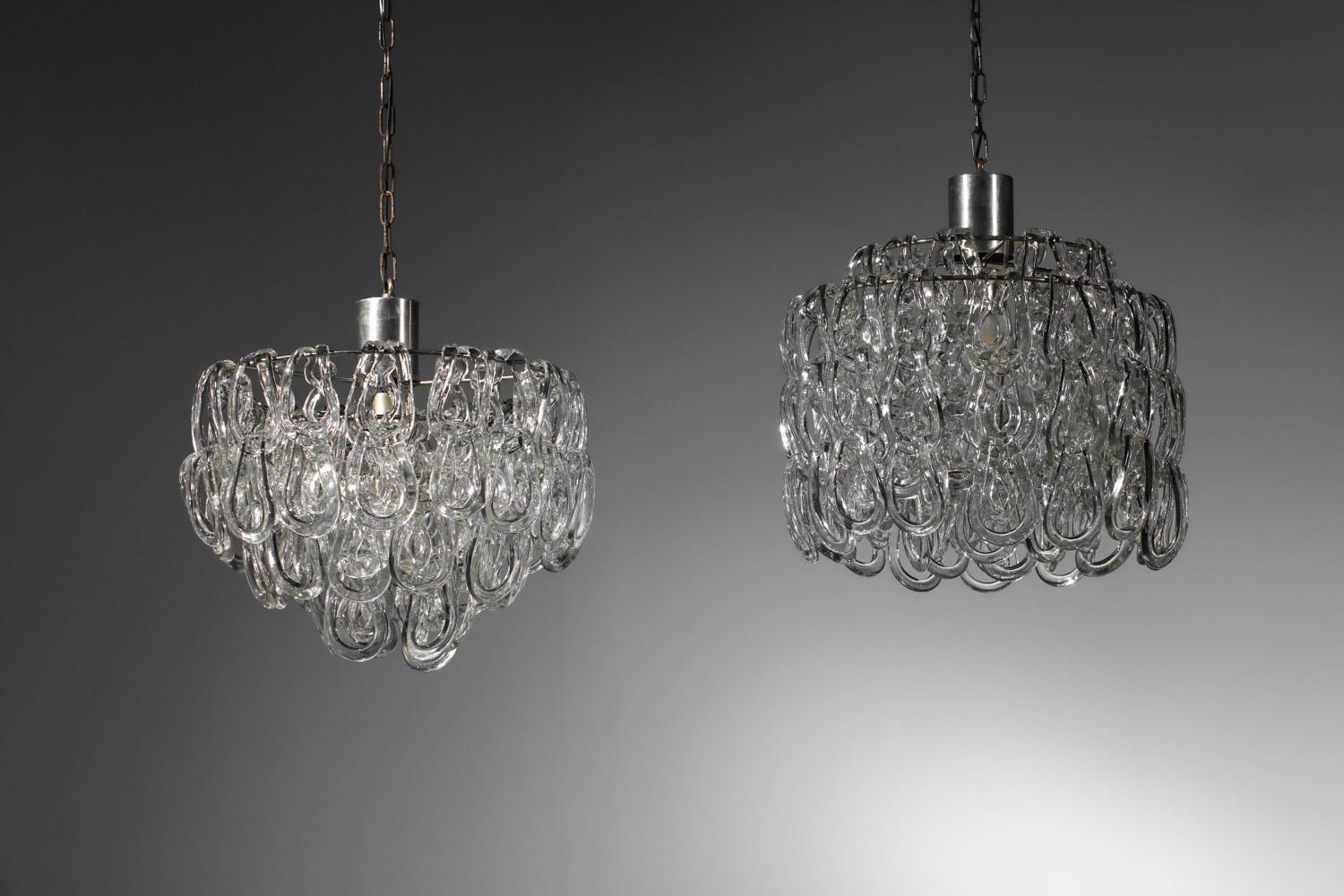due lampadari italiani in vetro di Murano di Angelo Mangiarotti in vendita 10