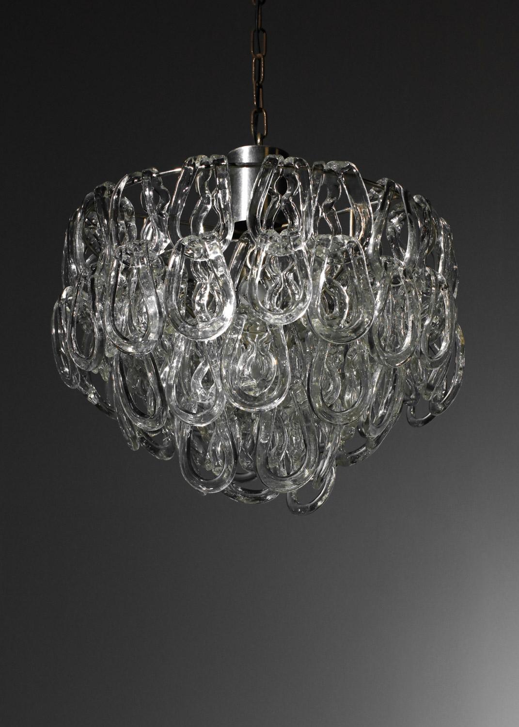due lampadari italiani in vetro di Murano di Angelo Mangiarotti in vendita 11