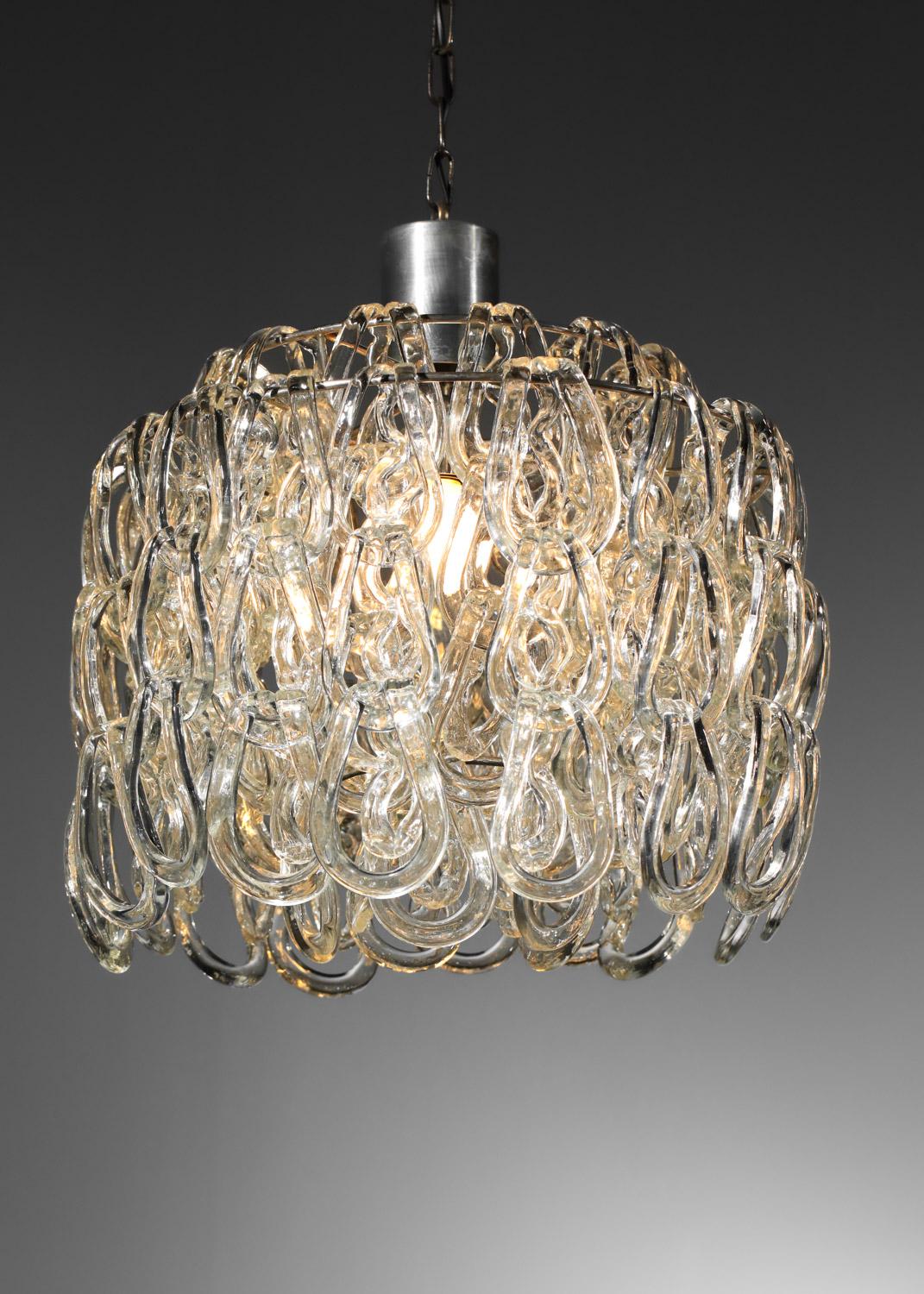 due lampadari italiani in vetro di Murano di Angelo Mangiarotti In condizioni buone in vendita a Ternay, Auvergne-Rhône-Alpes