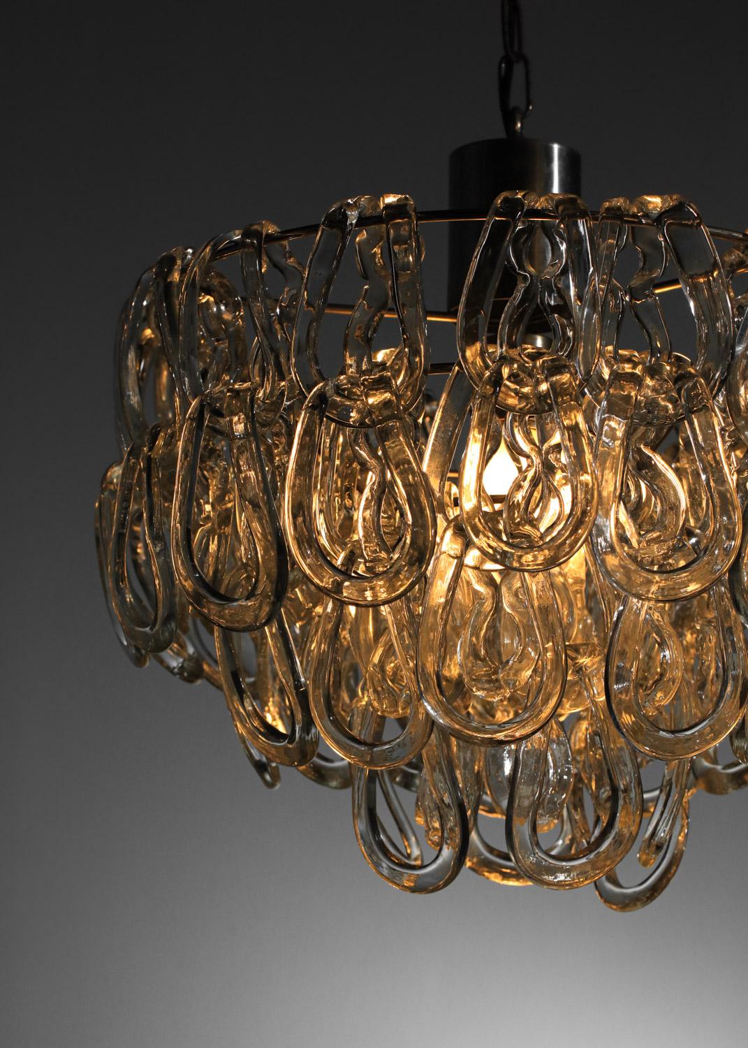 due lampadari italiani in vetro di Murano di Angelo Mangiarotti in vendita 1