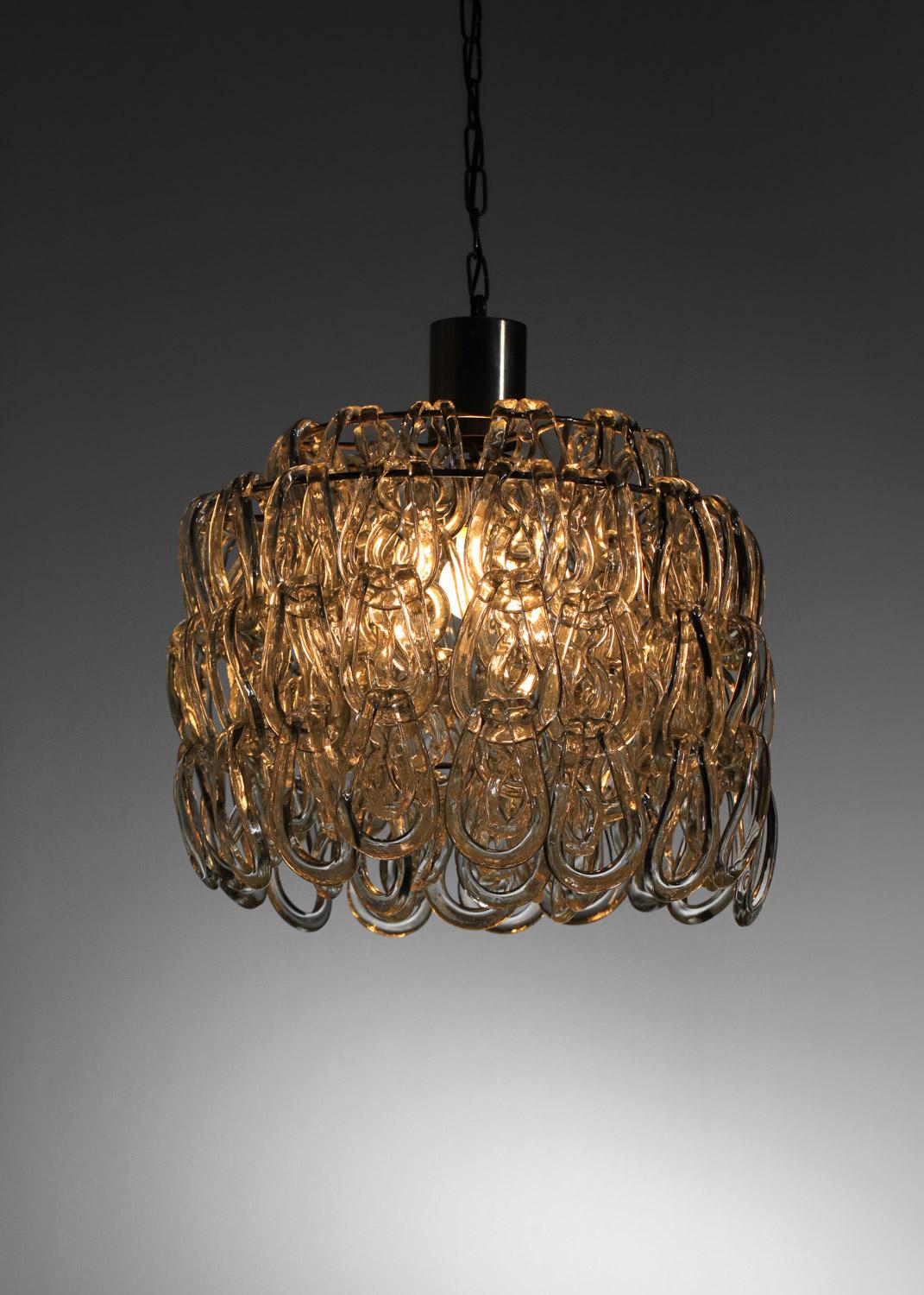 due lampadari italiani in vetro di Murano di Angelo Mangiarotti in vendita 2