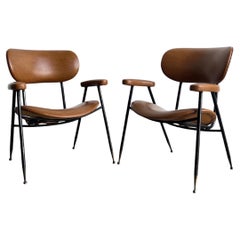 Deux chaises italiennes en faux cuir de Gastone Rinaldi pour RIMA, années 1960