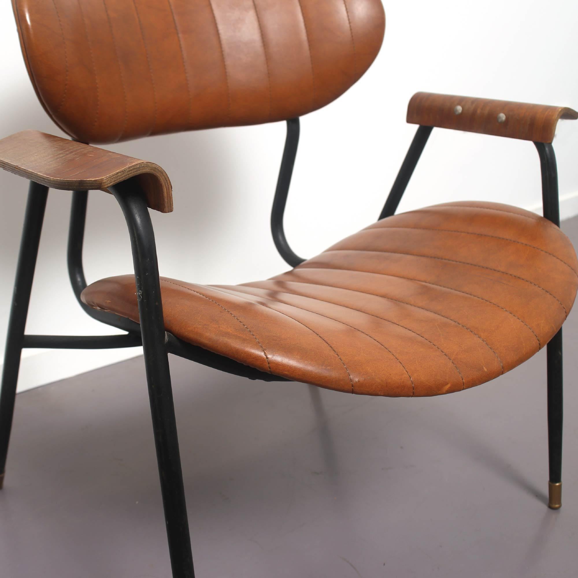 Italian Mid Century Rinaldi Brown Lounge Chairs for Rima, Italy, circa 1950 5