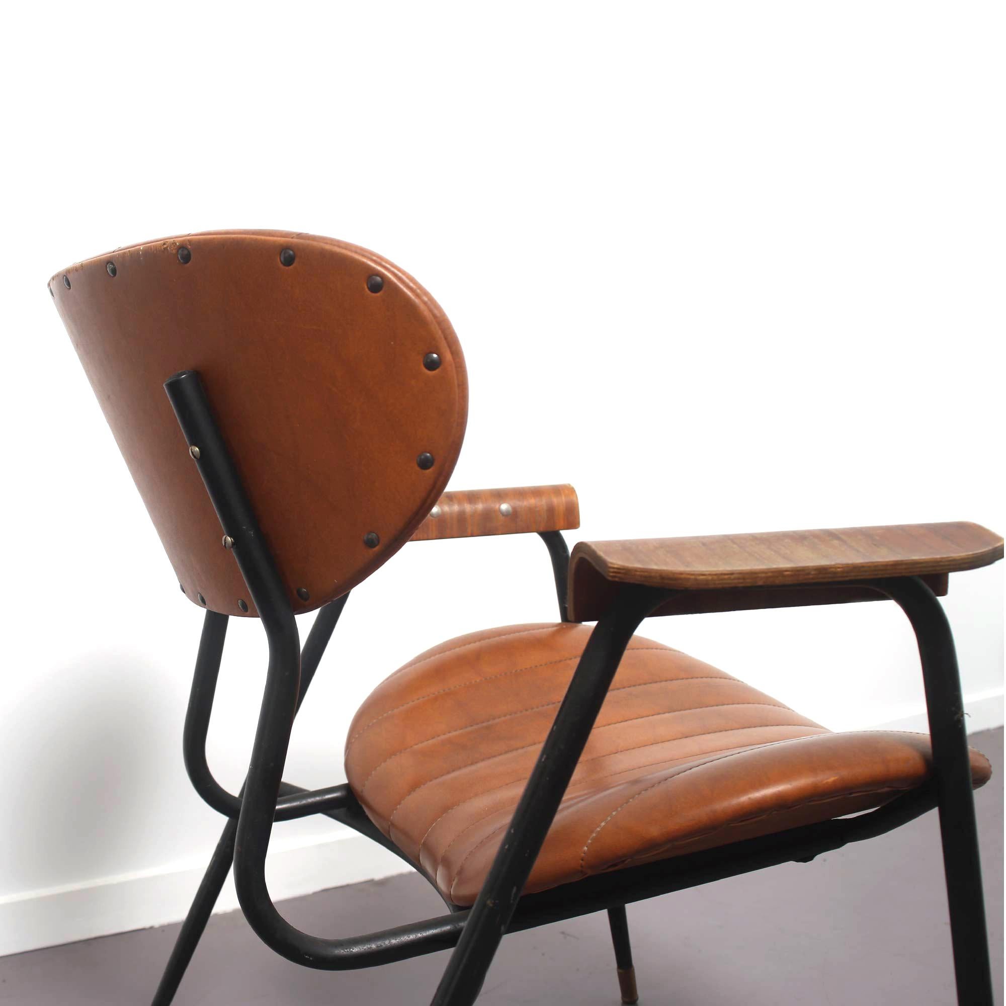 Italian Mid Century Rinaldi Brown Lounge Chairs for Rima, Italy, circa 1950 2