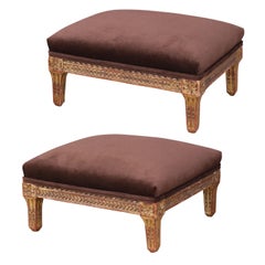 Two Italian Giltwood Footstools