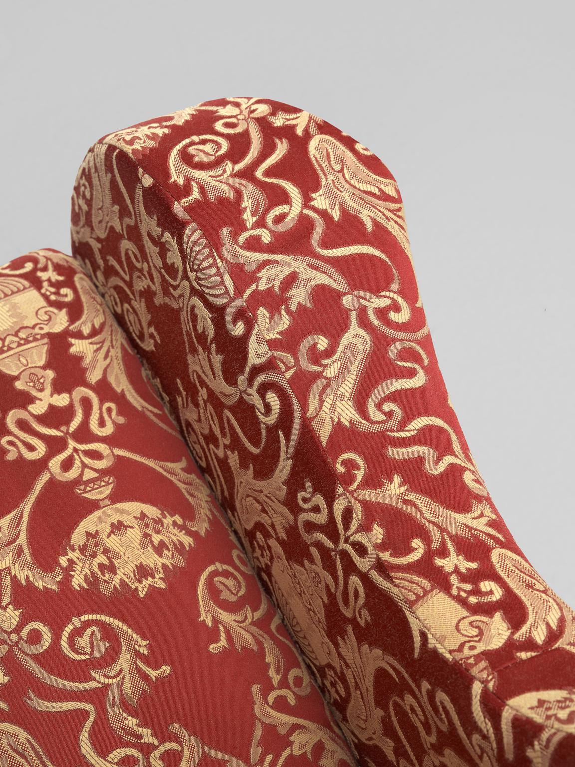 Mid-20th Century Two Italian Lounge Chairs in Baroque Patterned Fabric