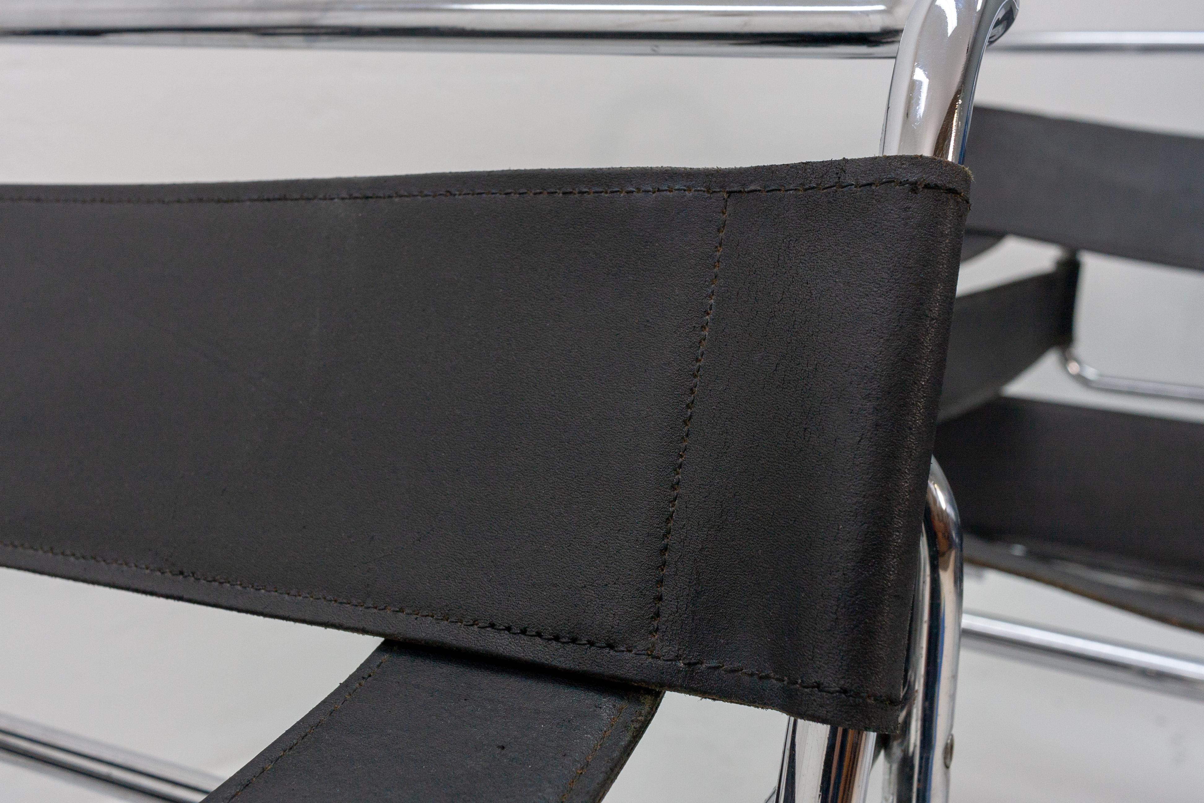 Leather Two Italian-Made Wassily Chair Replicas, 1970s